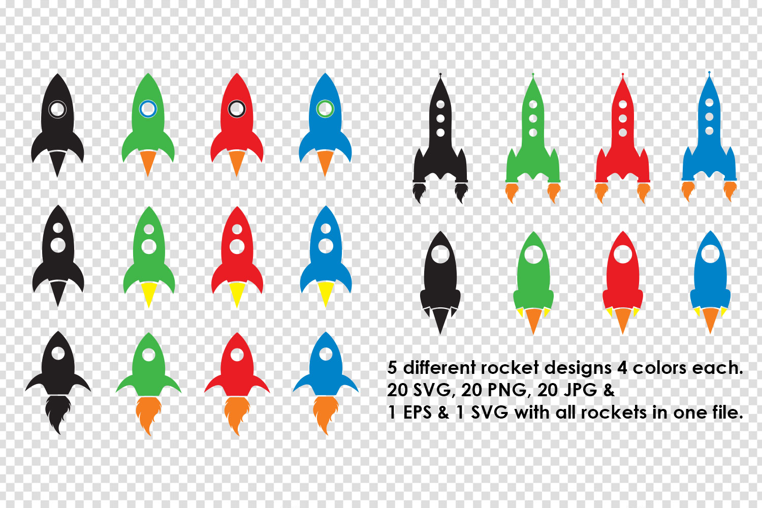 Rocket Ship SVG Clipart Bundle (357118) | Illustrations | Design Bundles