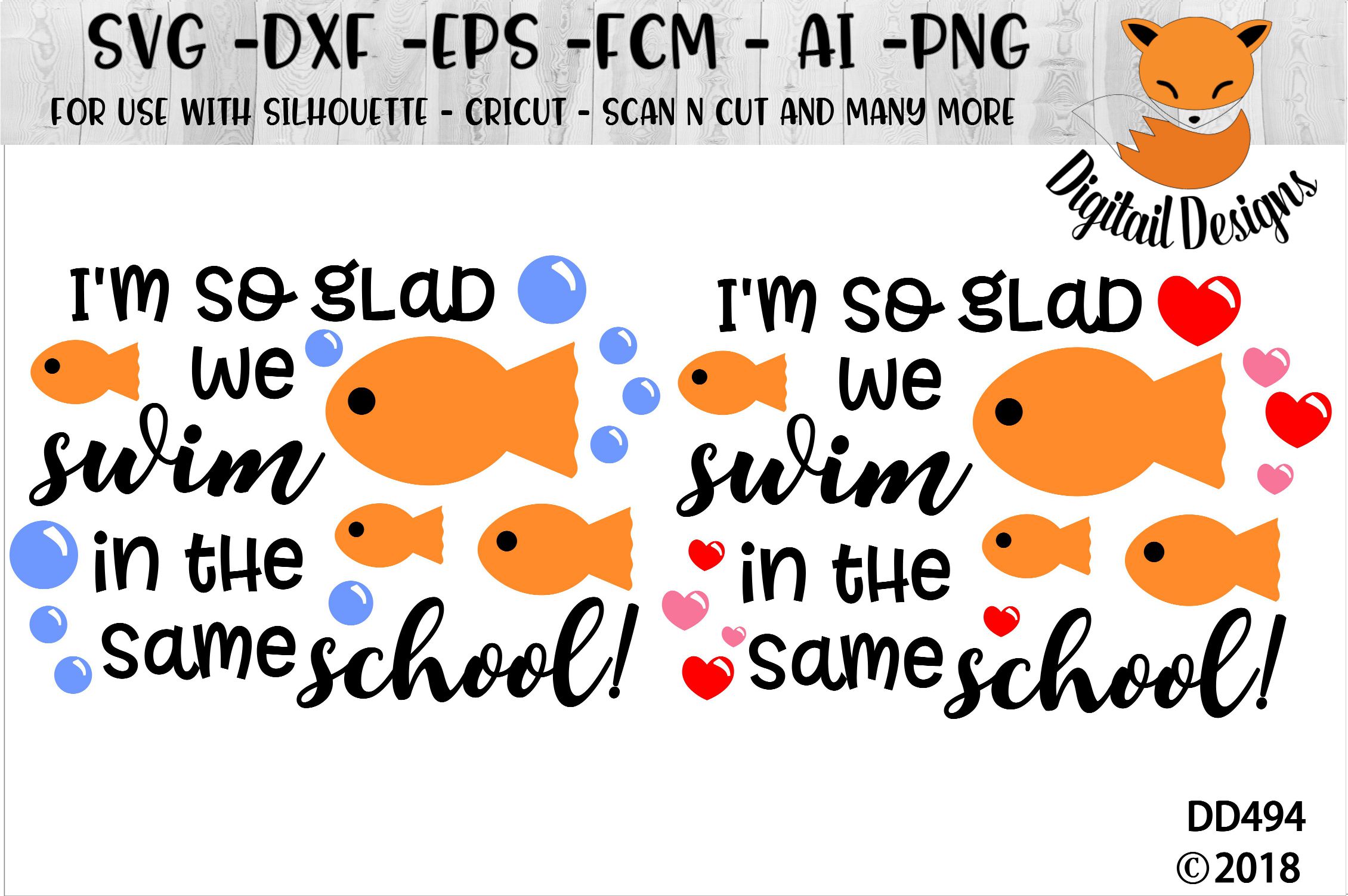 Download Goldfish School Valentine SVG