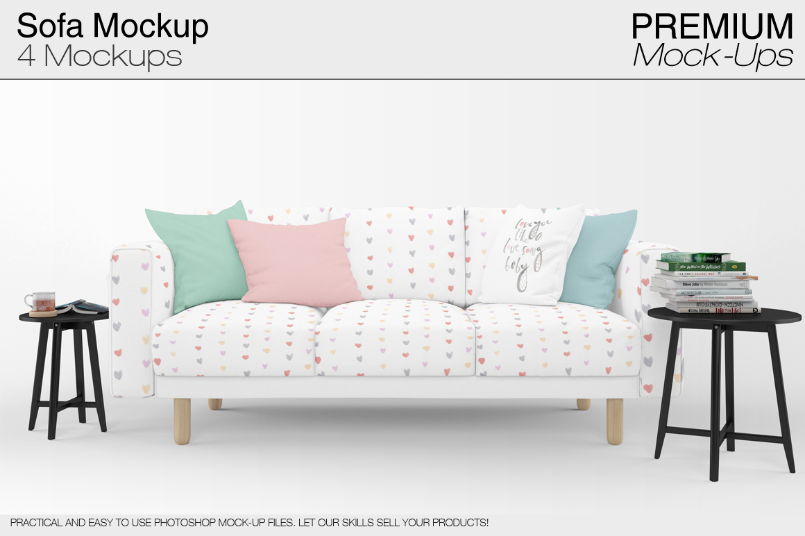 Download Sofa & Pillows Mockup Pack (51056) | Mock Ups | Design Bundles