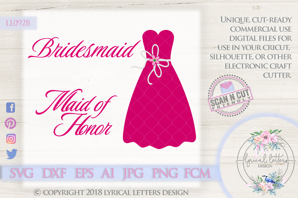 Download Bridesmaid Maid of Honor Wedding SVG Cut File LL092B ...