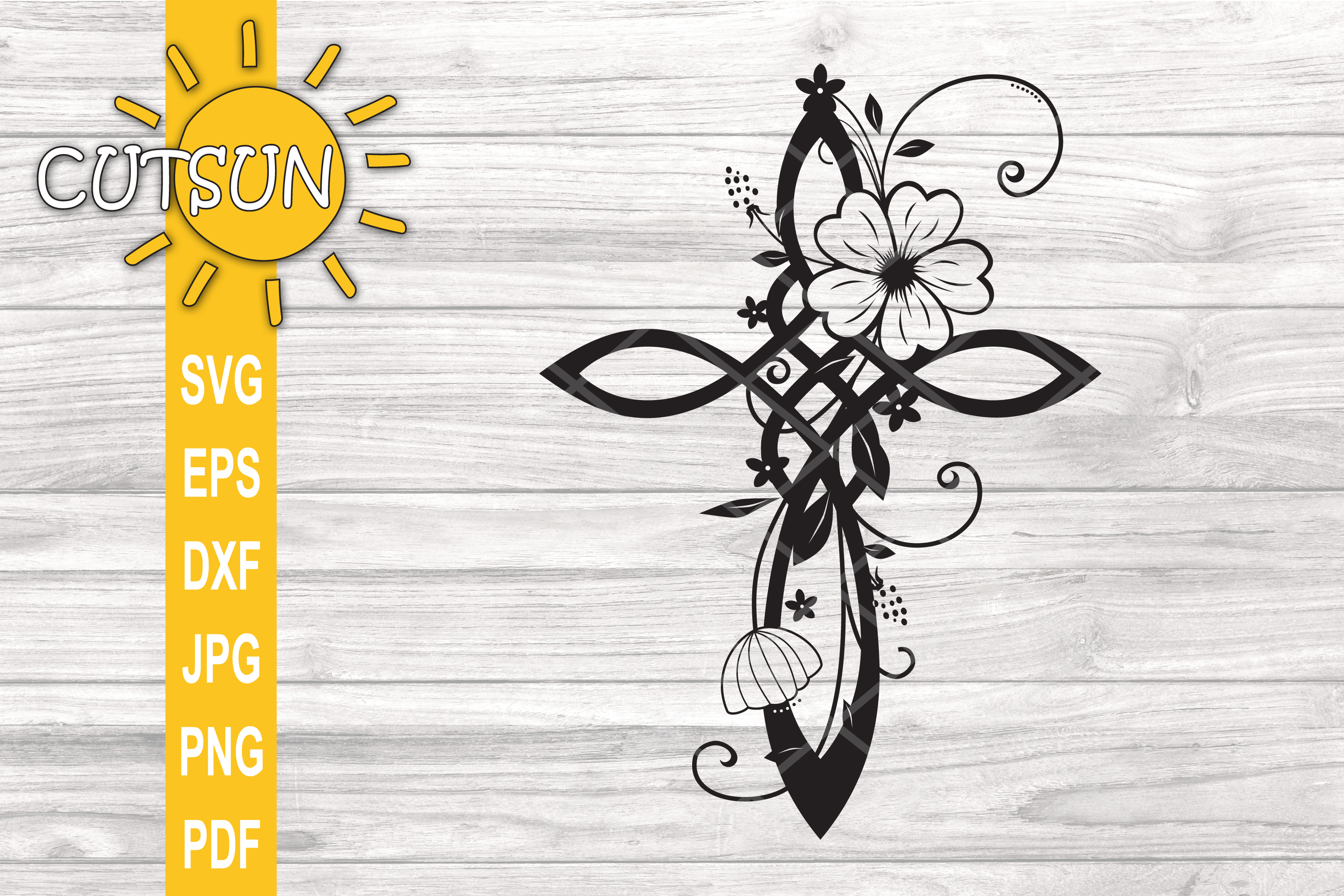 Cross SVG cut file| Floral cross SVG file | Religious SVG