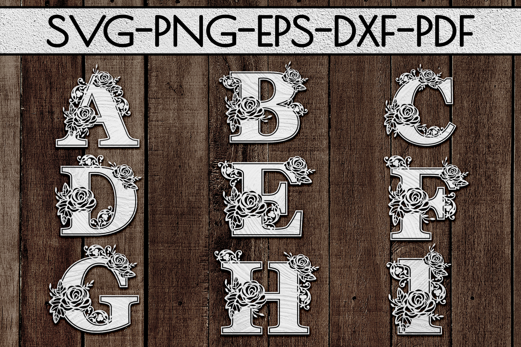Download Roses Alphabet Font Paper Cut Bundle A-Z 26 SVG, PDF, DXF