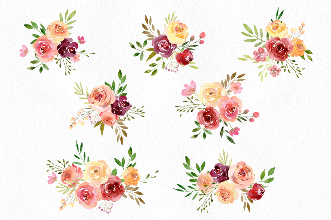 Download Boho Watercolor Flowers Wreaths Patterns Arrangements PNG Rustic Collection