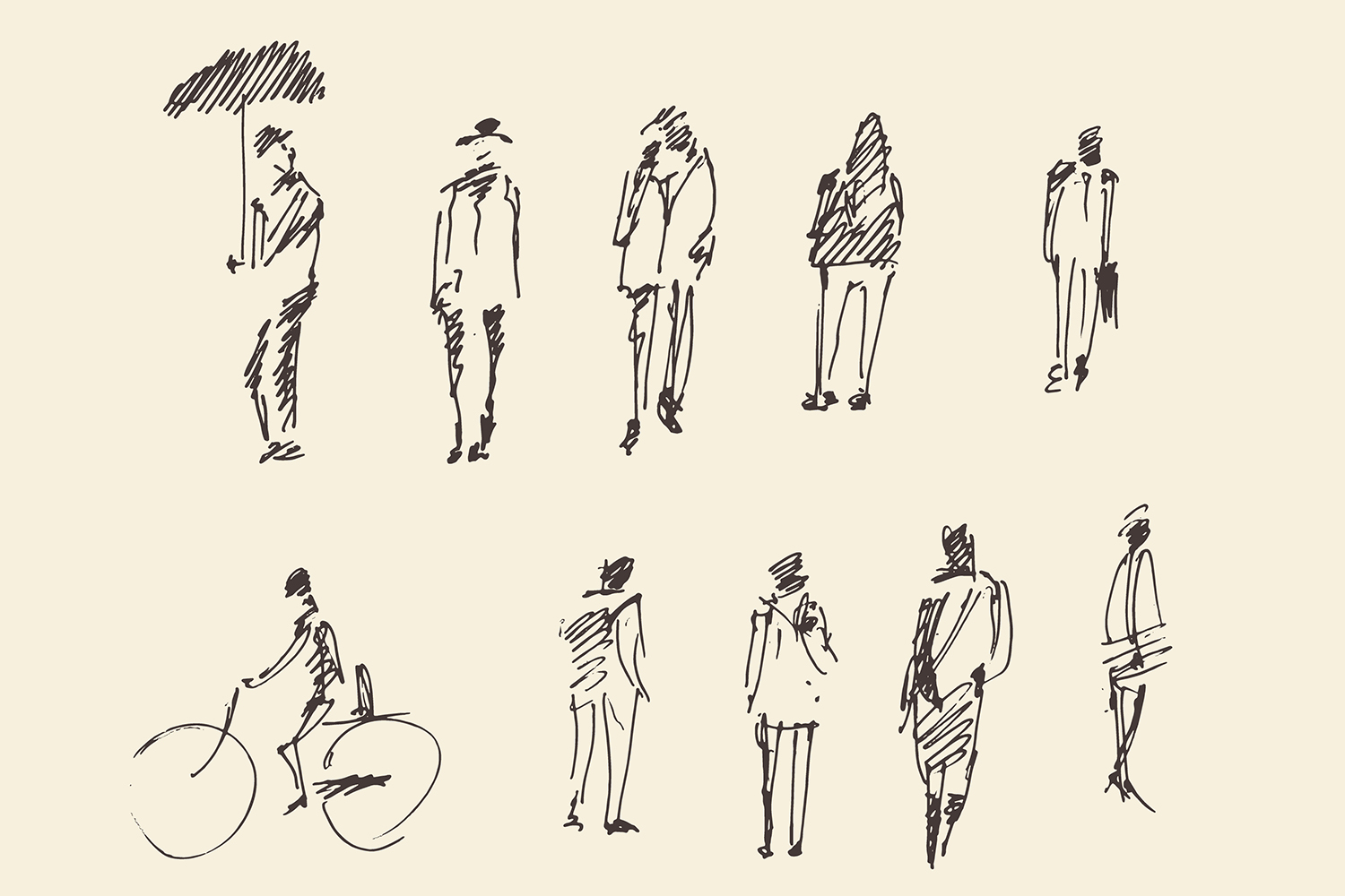 Sketch of different people