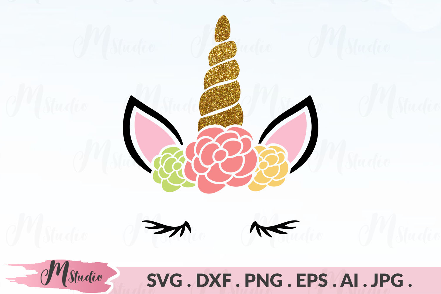 Download Unicorn face floral svg