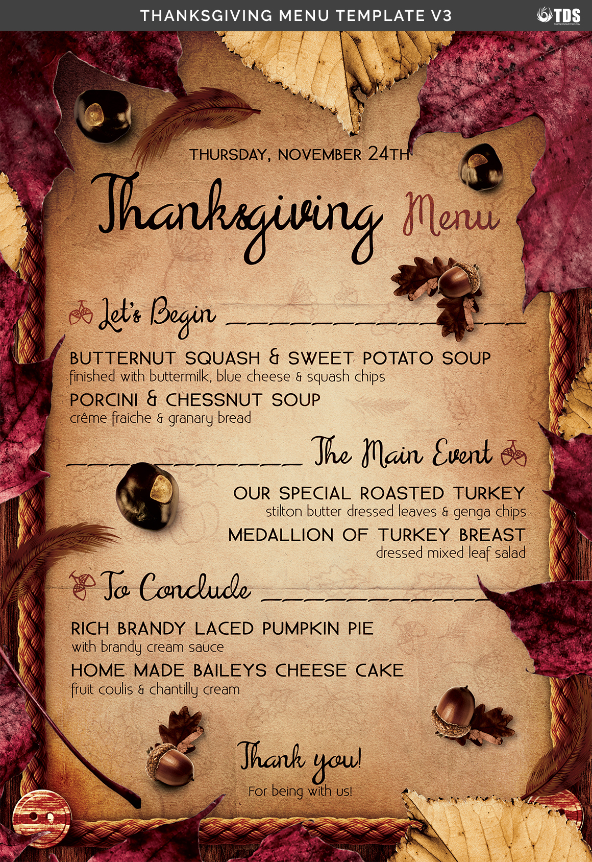 Thanksgiving Menu Template V3 (33053) Flyers Design Bundles