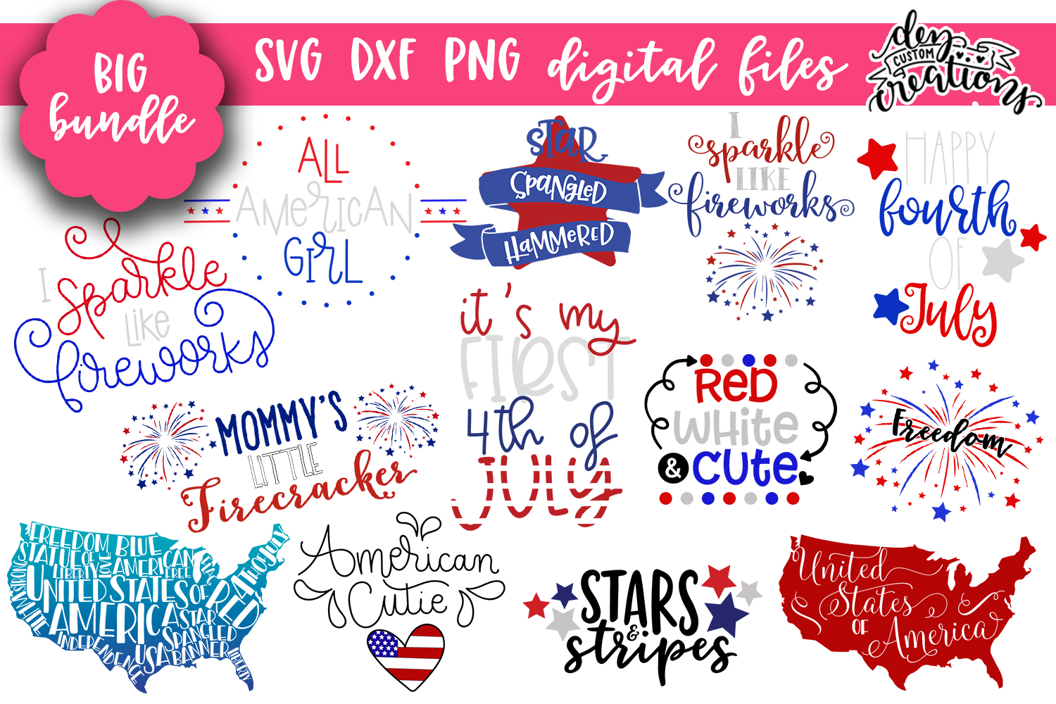 Download Huge 4th of July Bundle - SVG DXF PNG Clipart (108262 ...