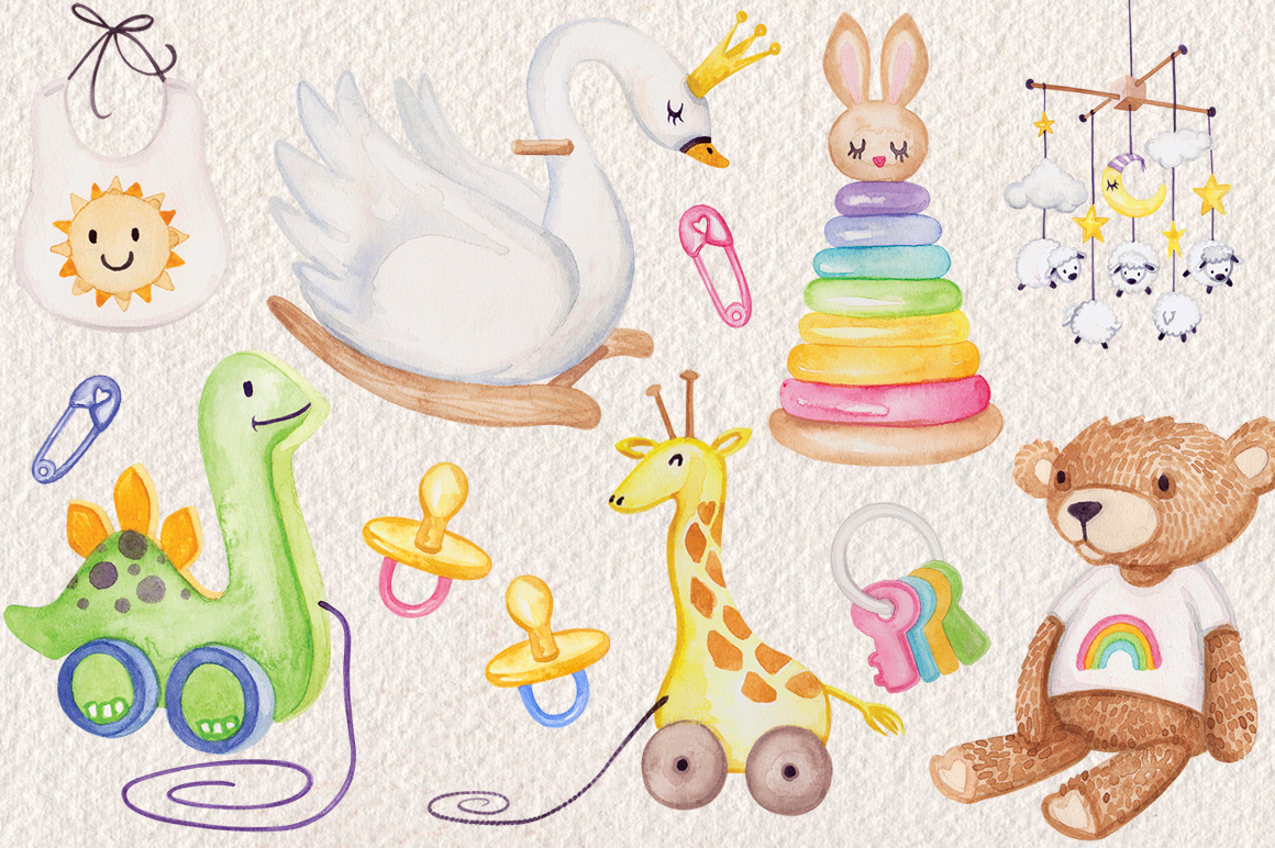 Watercolor Baby Nursery Clip Art Set