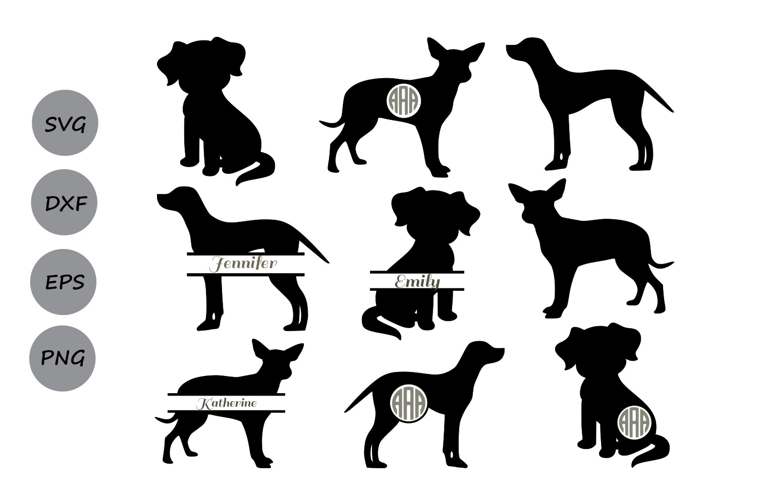 Dog SVG, dog monogram svg, Dog silhouette svg, Dog Clipart ...