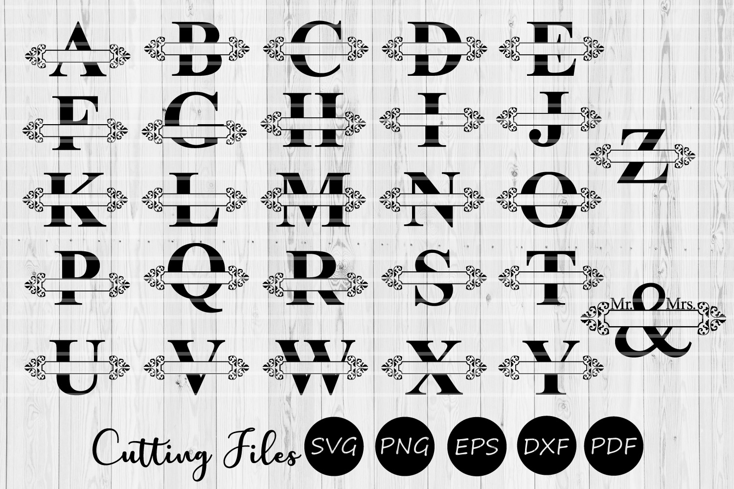 Download Split Letters Vintage Floral Monogram Alphabet | SVG | (303483) | SVGs | Design Bundles