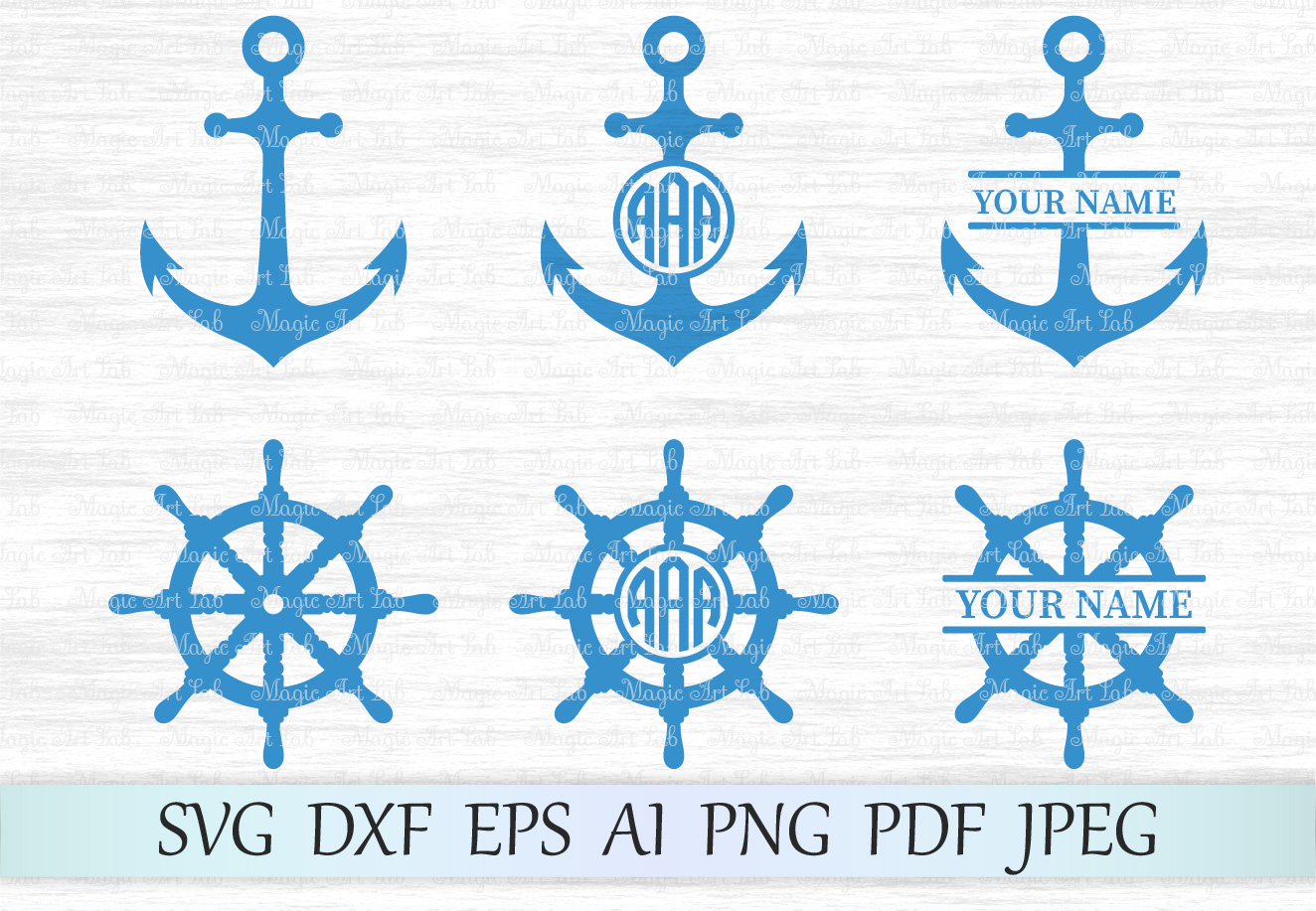 Download Anchor svg file, Ship wheel svg, Anchor monogram svg (100018) | SVGs | Design Bundles