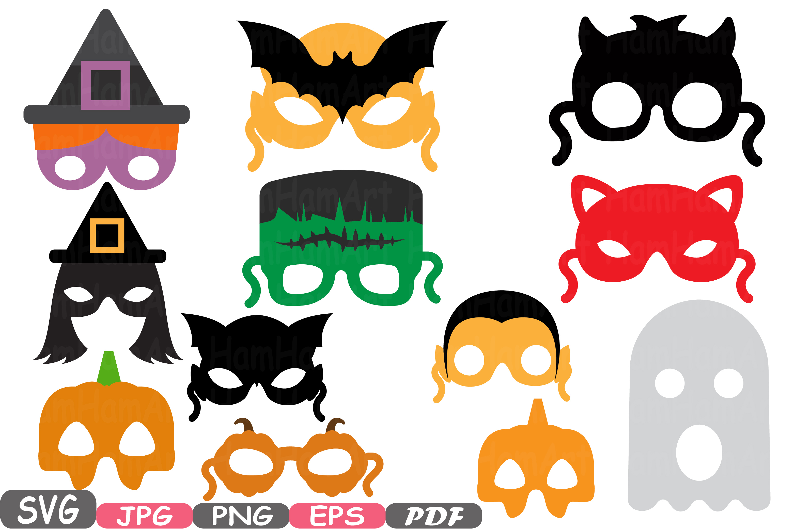 Download Halloween Monsters props kids masks bundle svg 6p