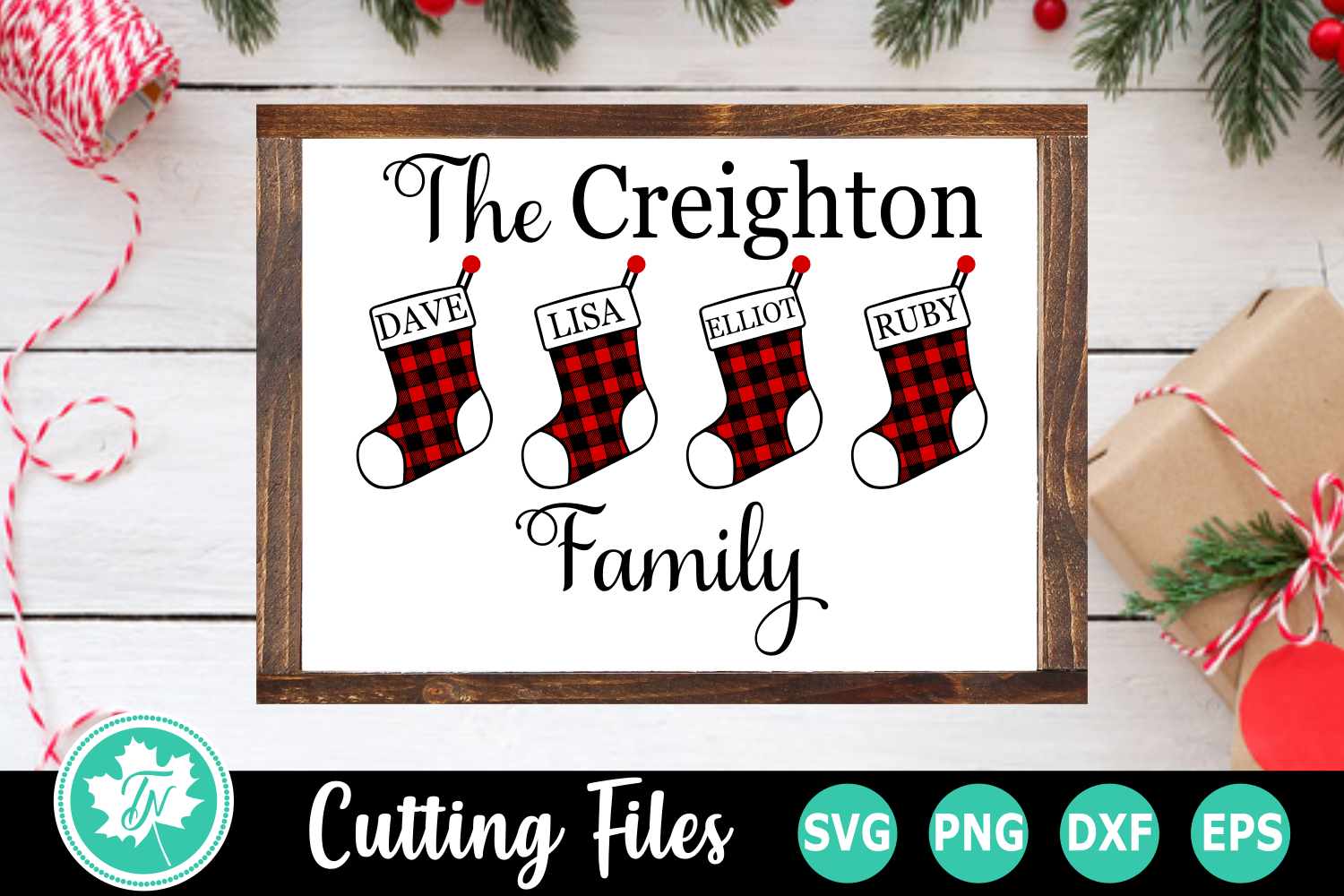 Christmas Family Name Sign - A Christmas SVG Cut File