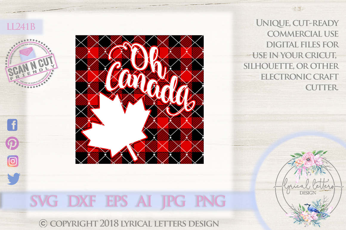 Download Oh Canada Buffalo Plaid Maple Leaf Block Canada Cutting ...