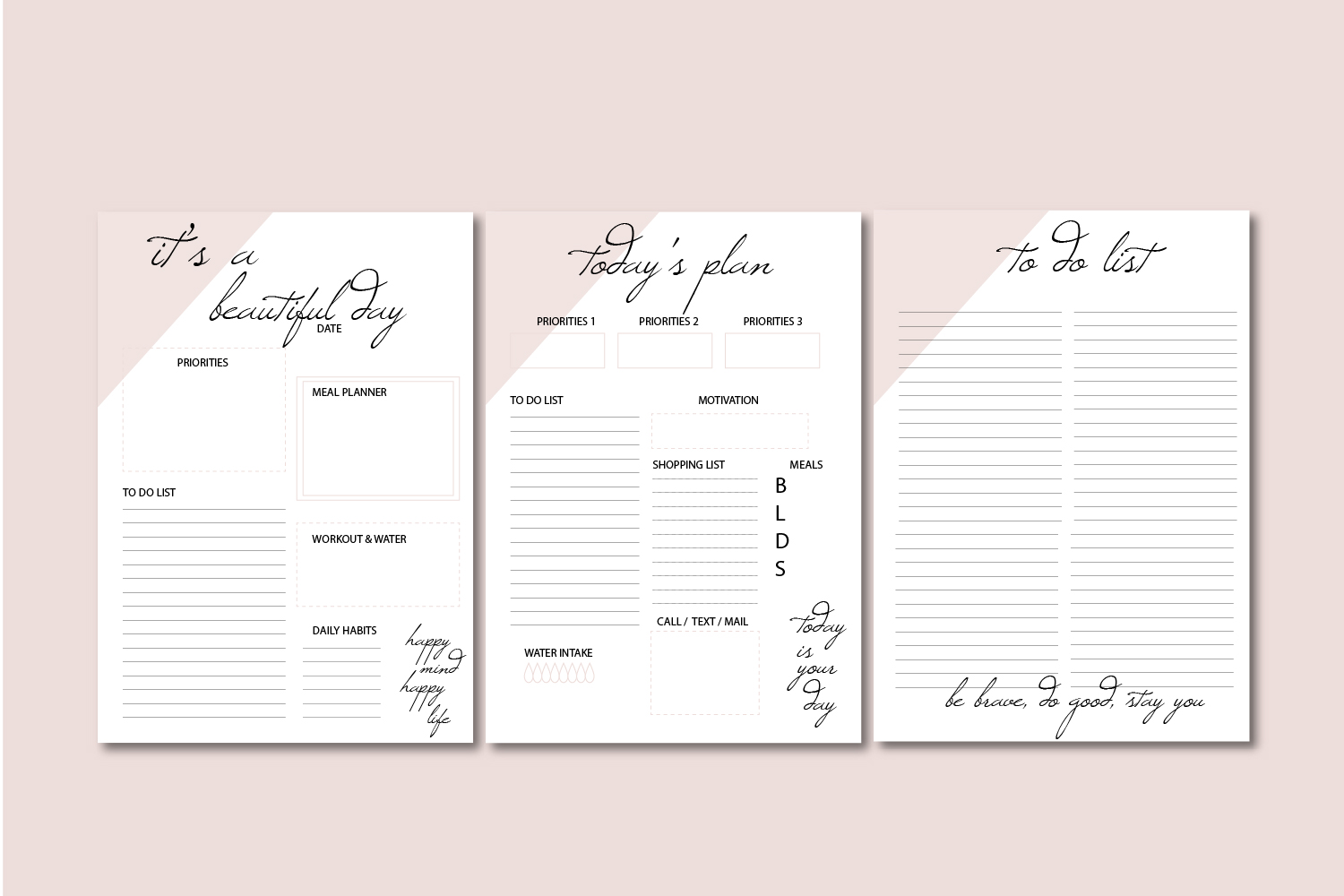 Daily planner, Motivational to do list, Printable planner