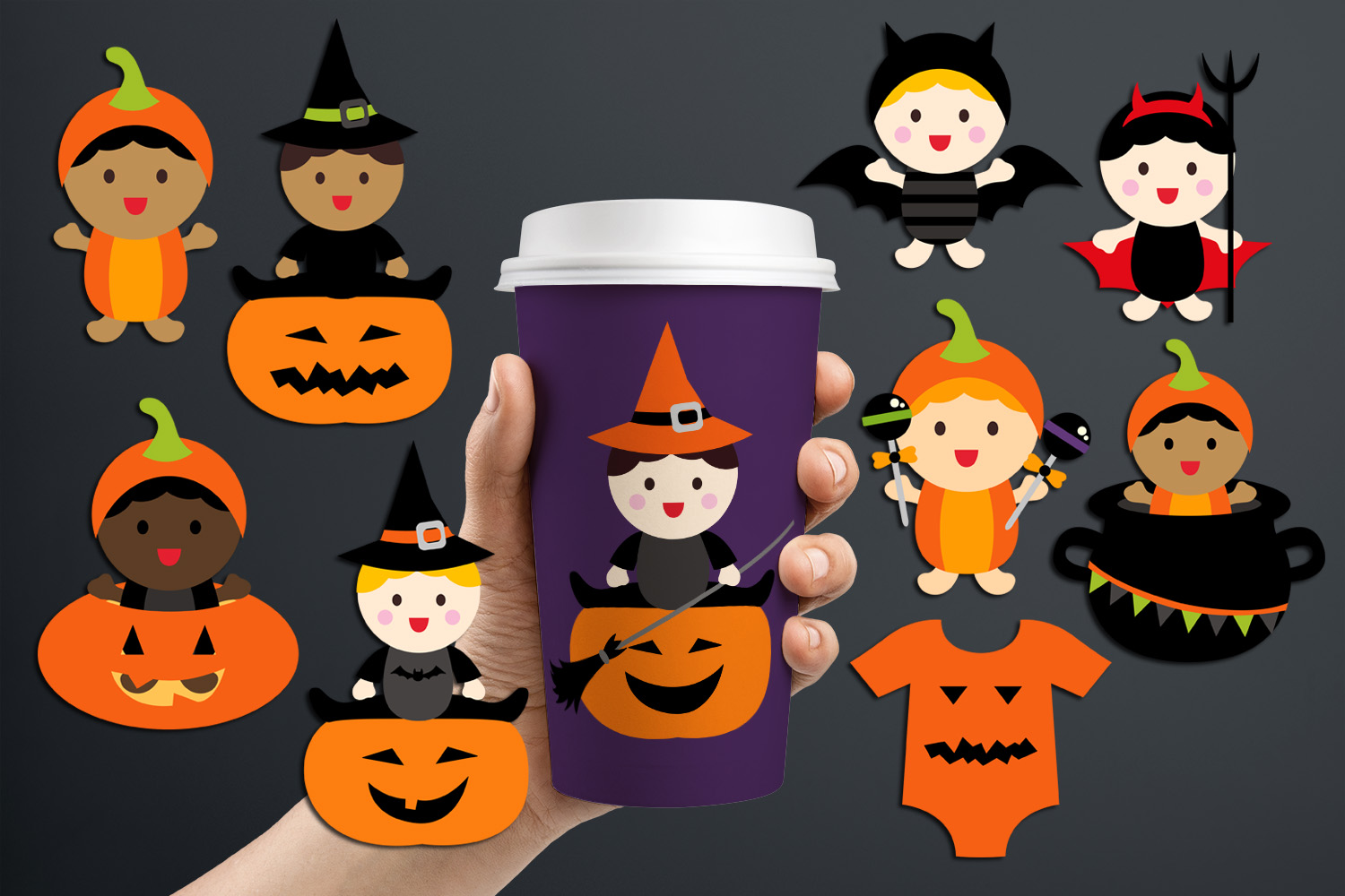 Halloween baby clip art illustrations