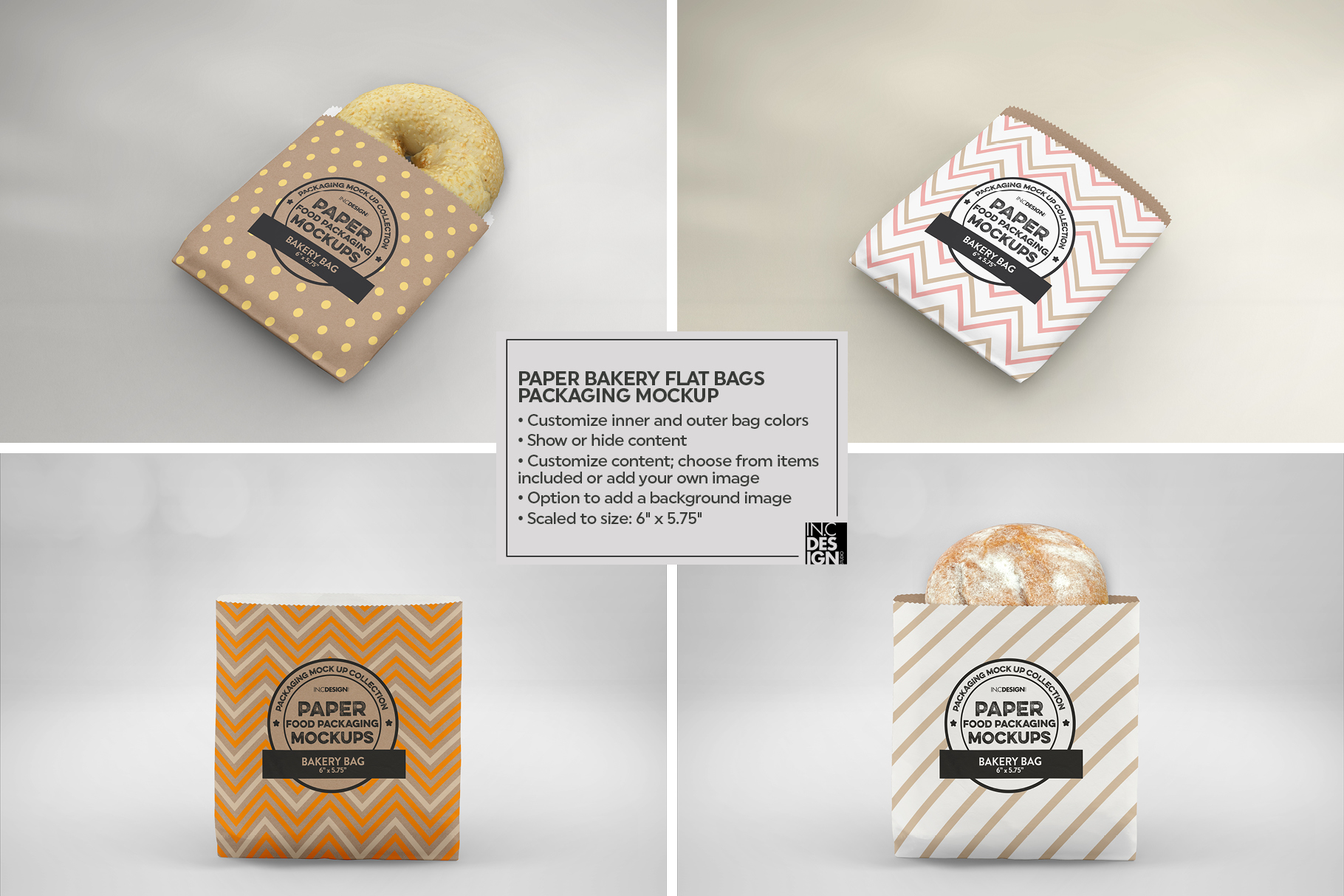 Download Paper Bakery Flat Bag Packaging MockUp
