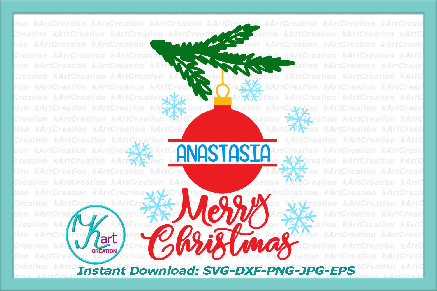 Download Christmas ball ornament split monogram Merry Christmas svg