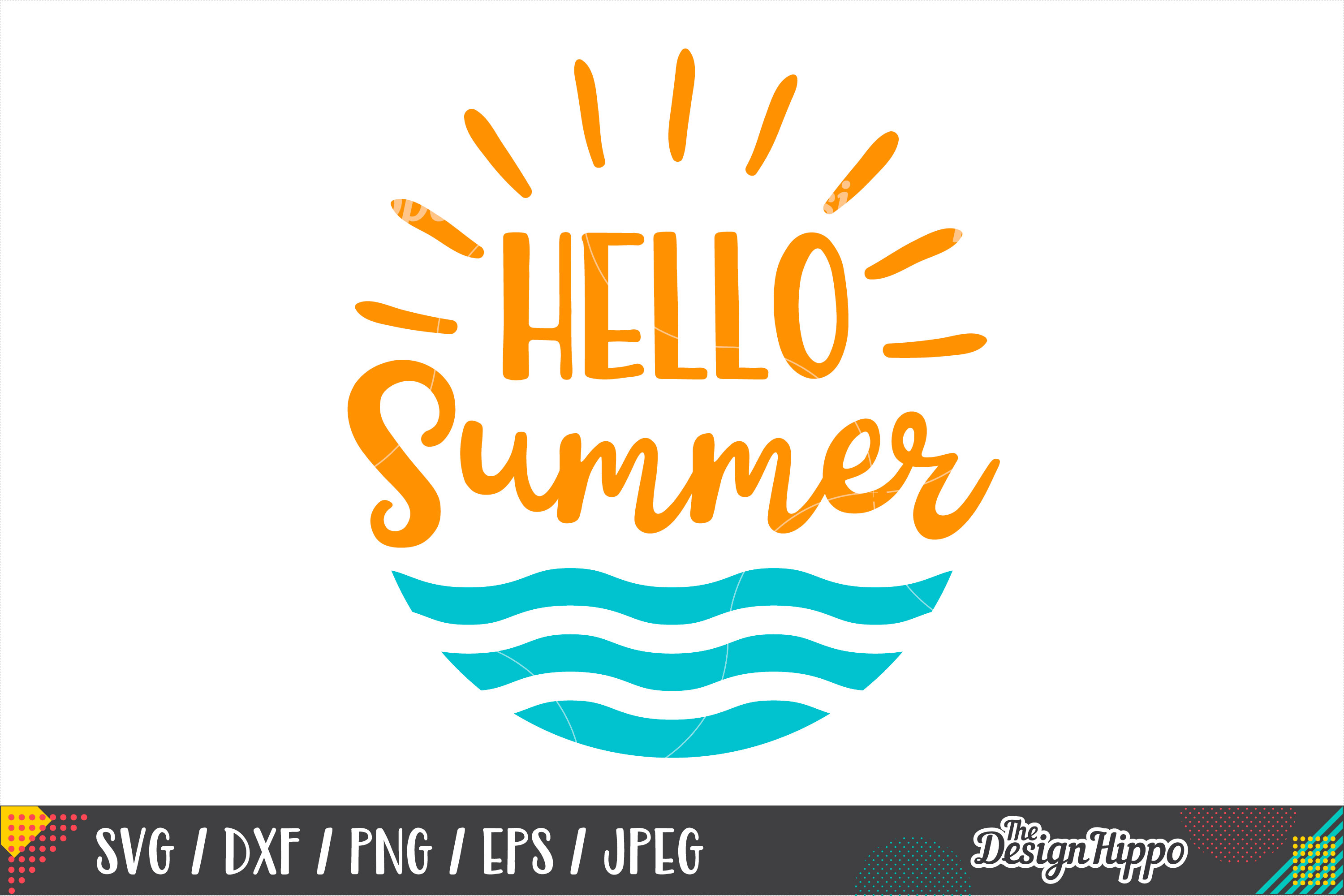 Download Hello Summer SVG, Beach, Waves, Sunshine, SVG PNG DXF Files
