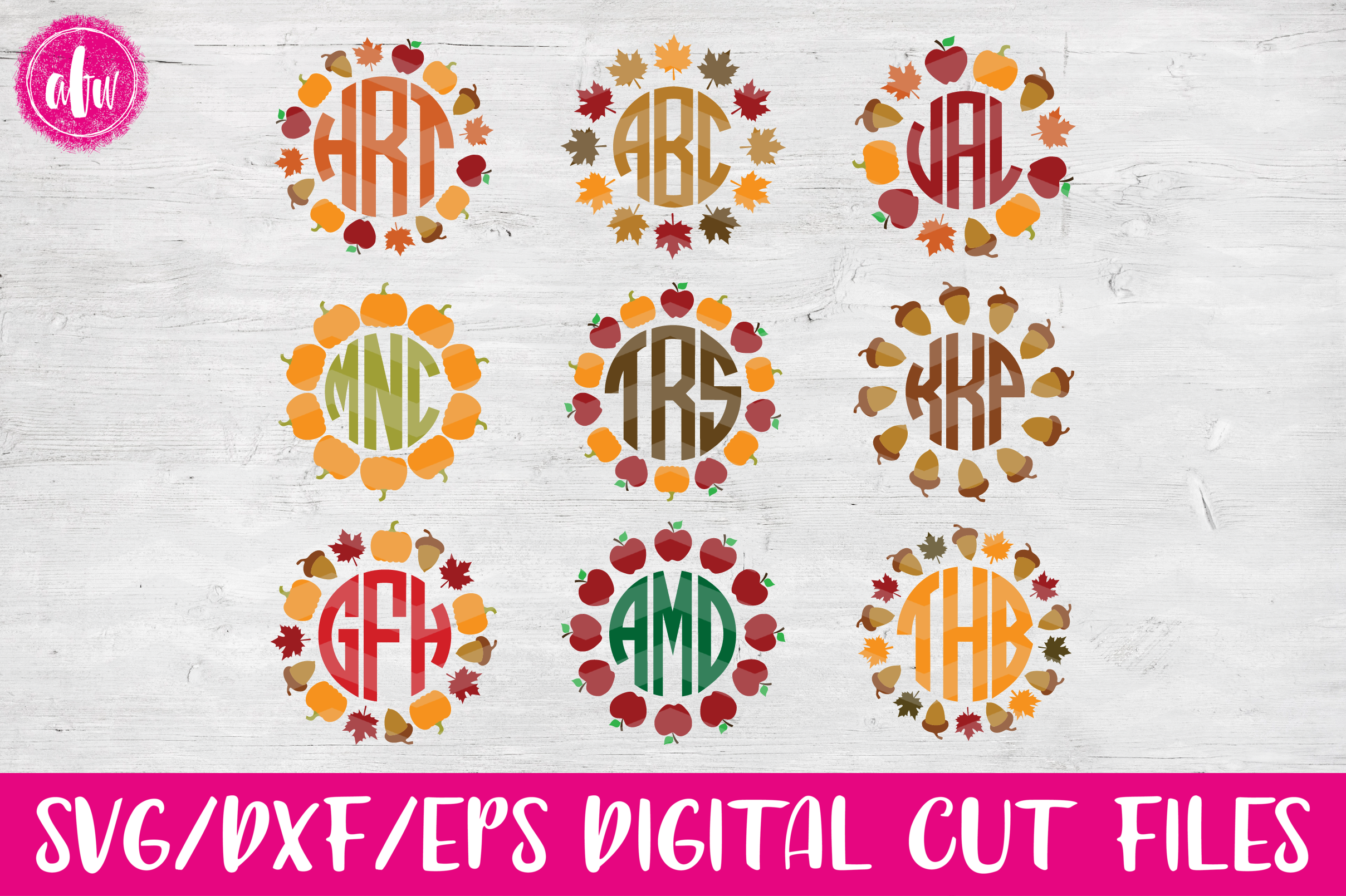 Download Autumn Monograms - SVG, DXF, EPS Cut Files (27891) | SVGs ...