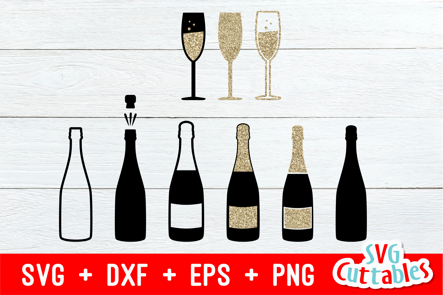 Champagne Bottles and Glasses| Cut File