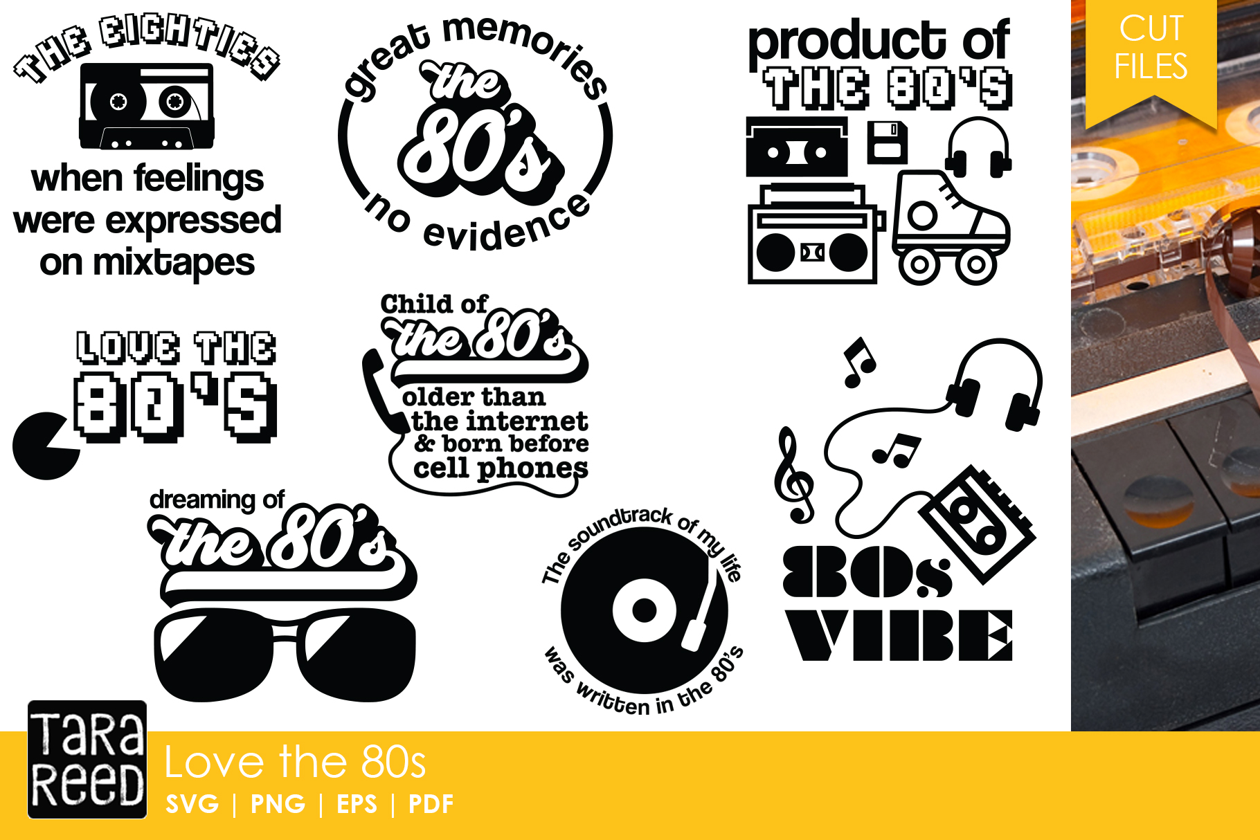 Love the 80s - Eighties SVG and Cut Files for Crafters (186203) | Cut