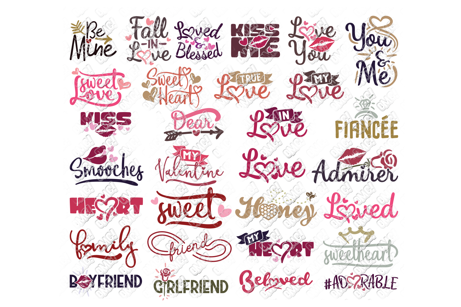 Download Valentine Words SVG Lettering in SVG, DXF, PNG, EPS, JPG ...