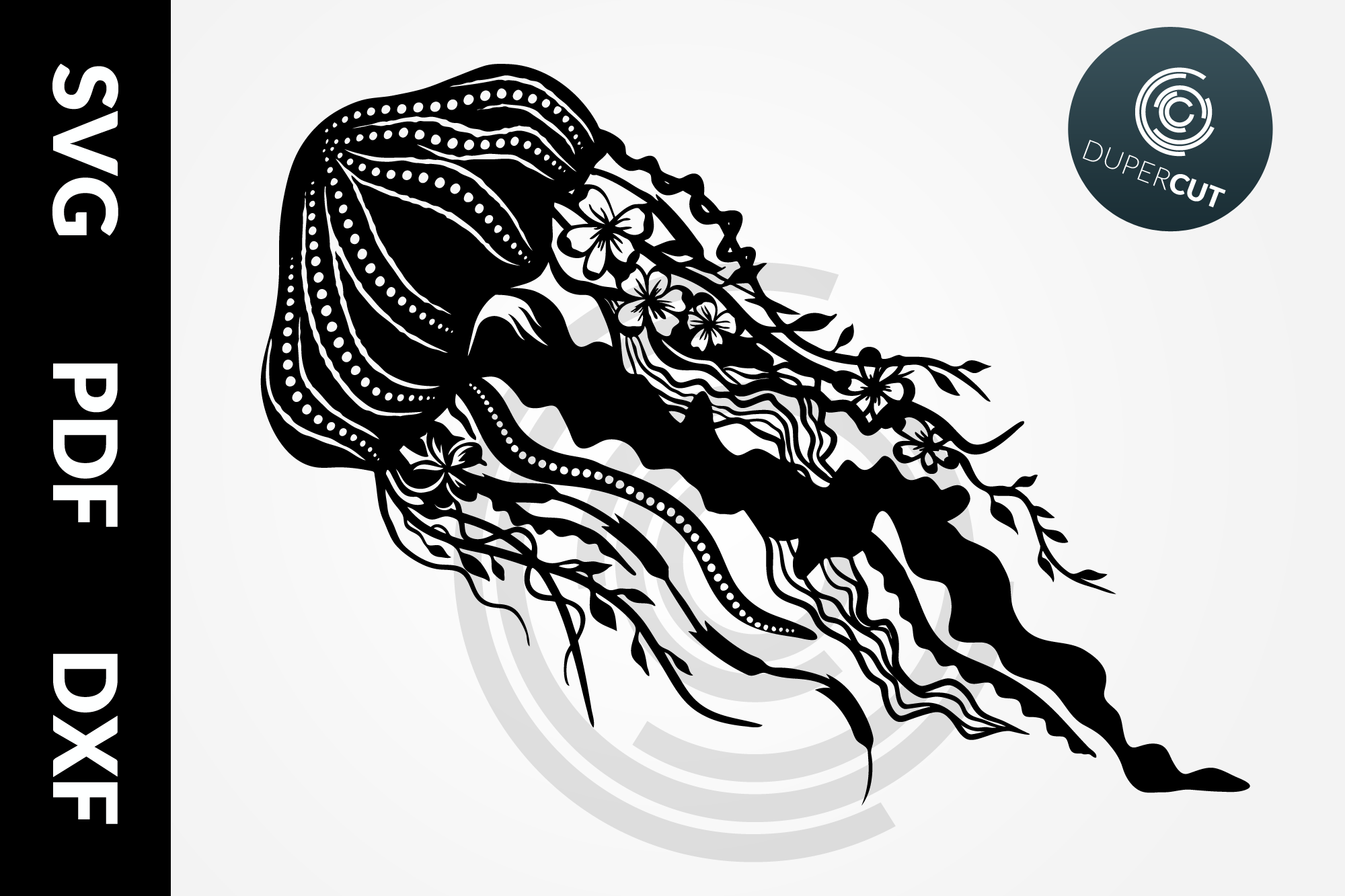 Download SVG / PDF / DXF Jellyfish, Papercutting Template (522765) | Paper Cutting | Design Bundles