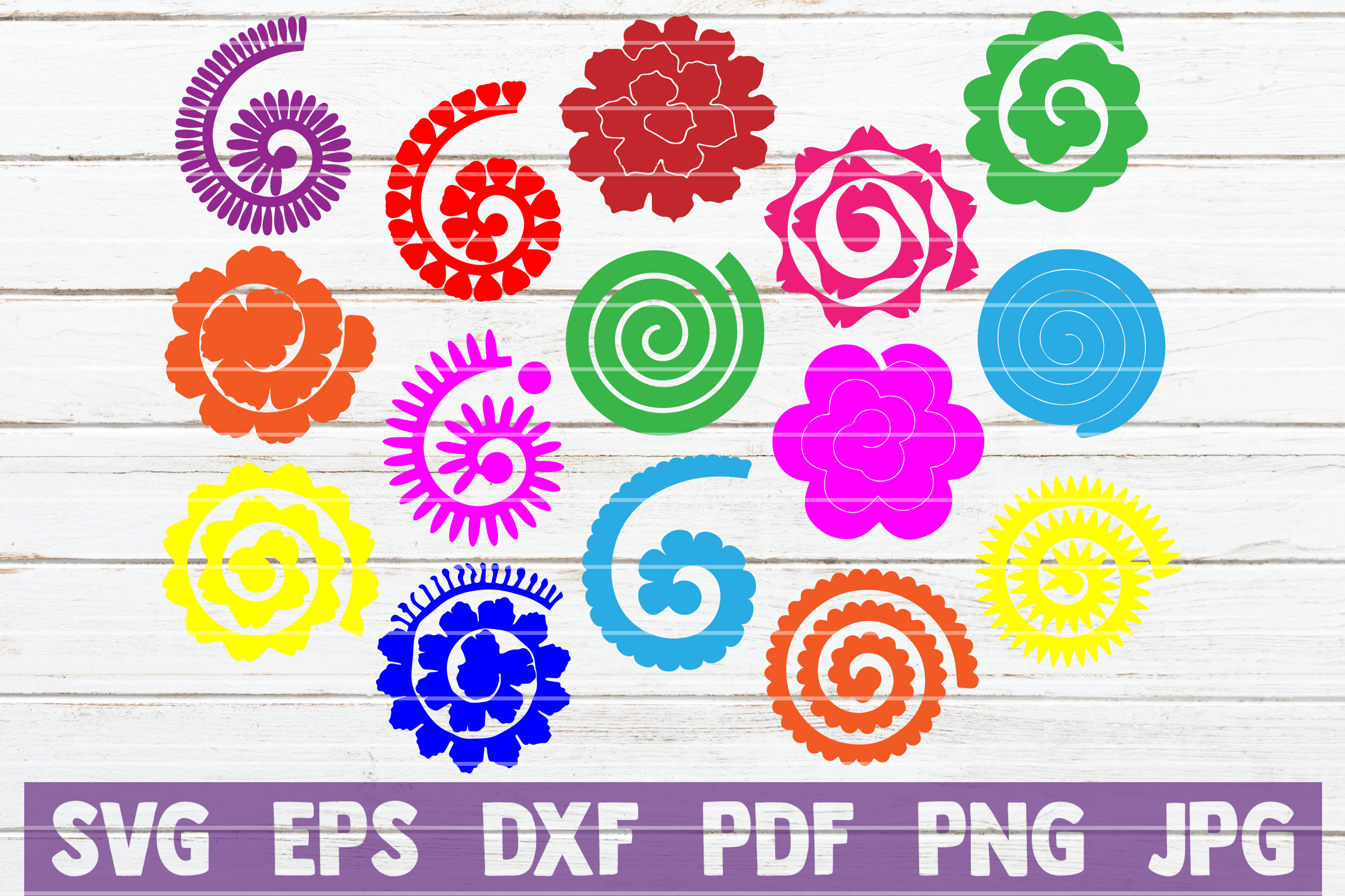 Download 15 Rolled Paper Flowers SVG Cut Files | instant download (219612) | Cut Files | Design Bundles