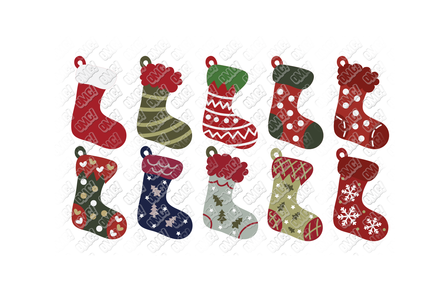 Christmas Stocking SVG Monogram in SVG, DXF, PNG, JPG, EPS (110301