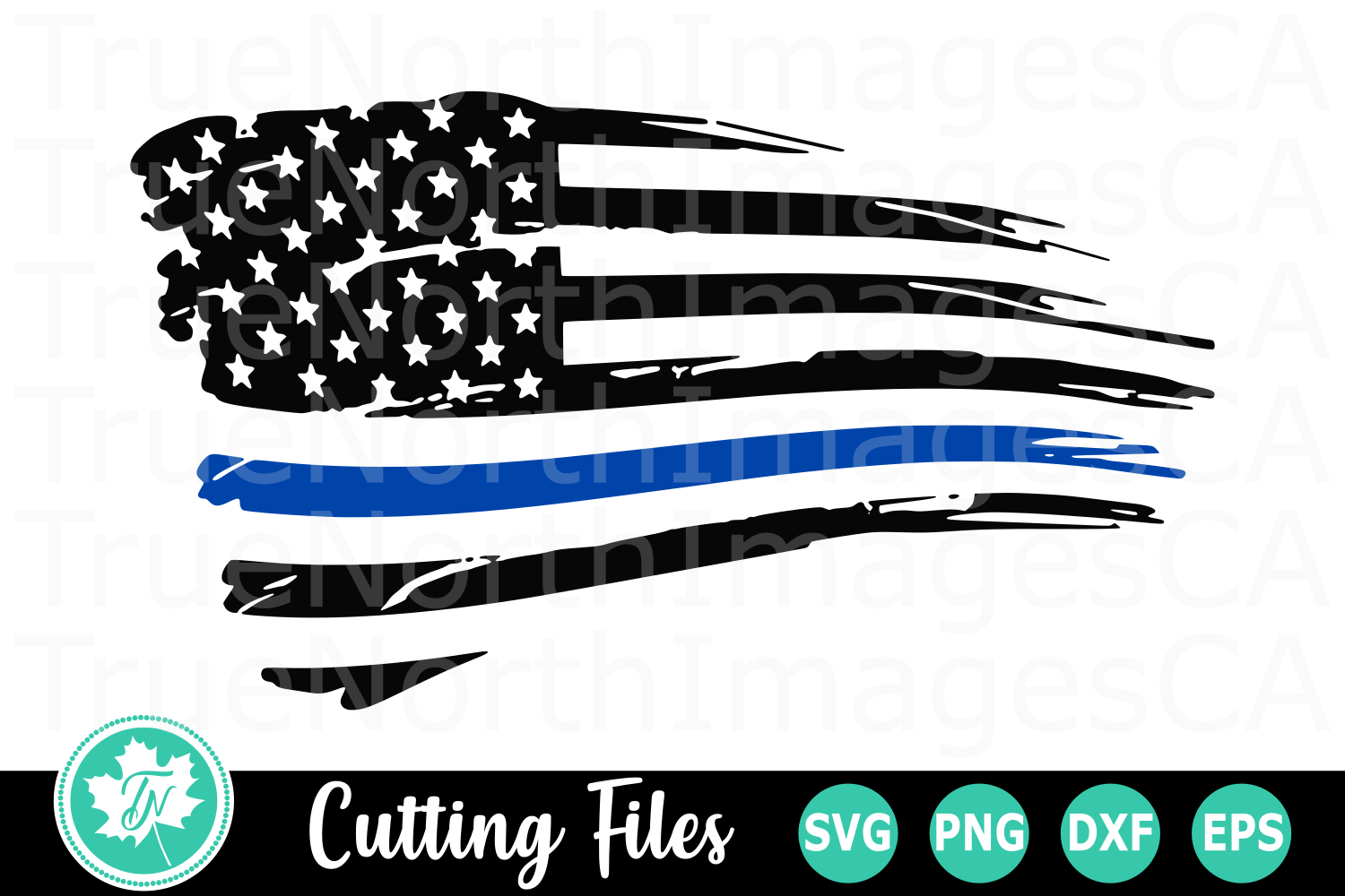 Thin Blue LIne Distressed Flag - An Occupation SVG Cut File (202934
