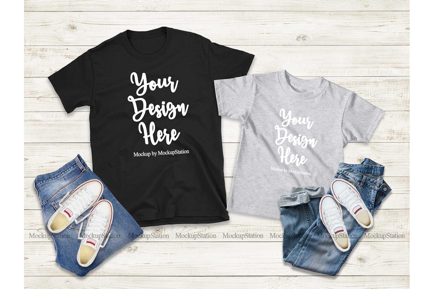 Mommy and Me Shirts Mock Up, Matching Family T-Shirts Mockup (281697 ...