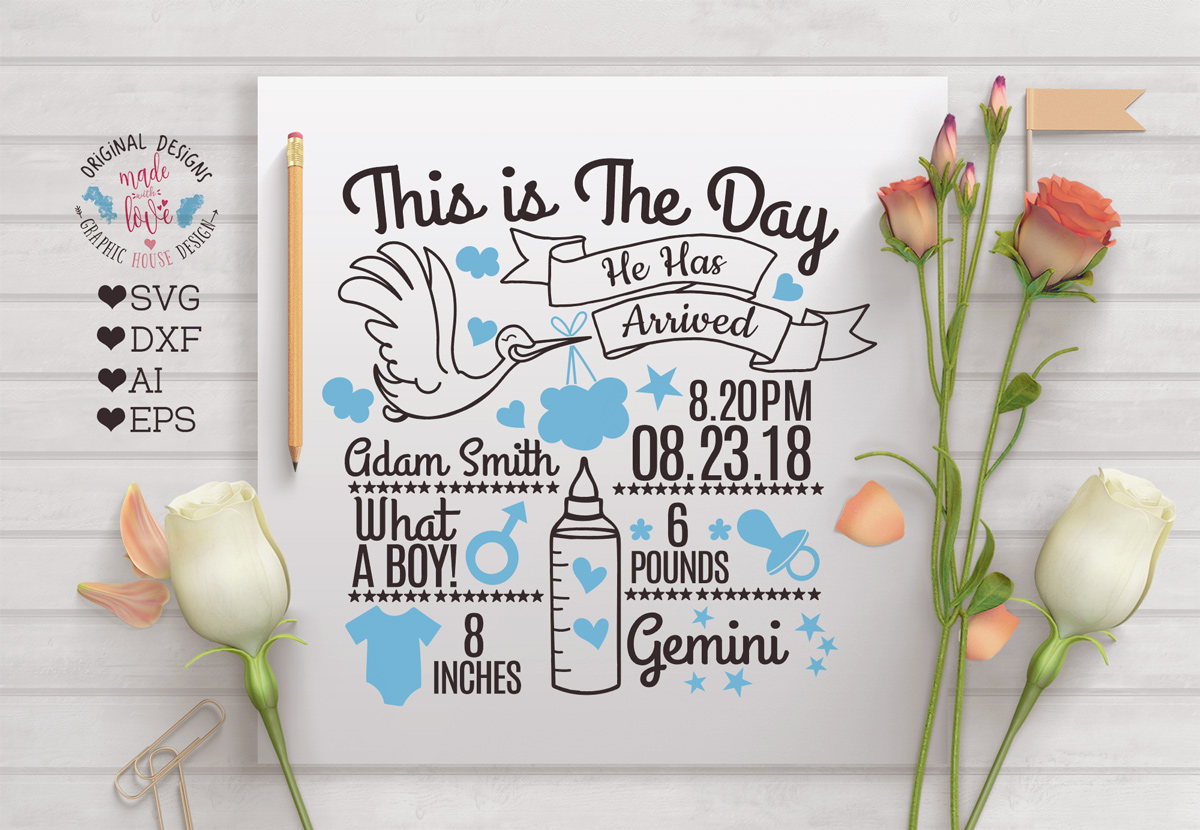 Download Baby Boy Birth Announcement - Chart in SVG, DXF, EPS, AI ...