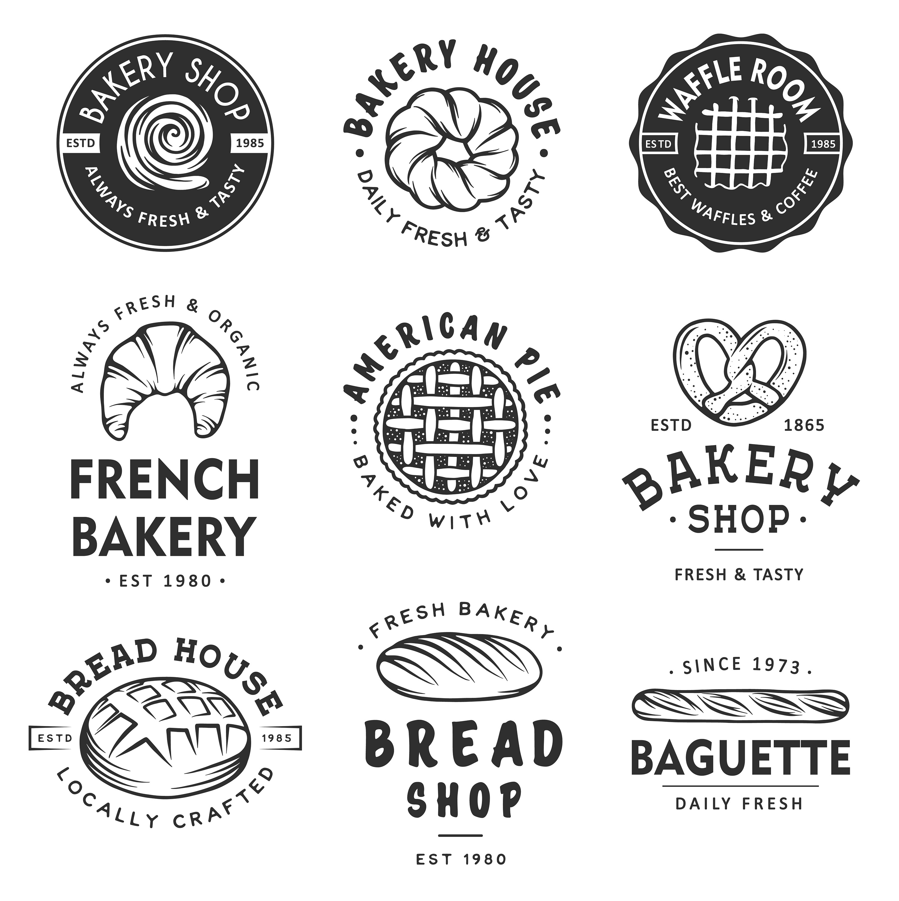 Set of bakery logos and elements (172425) | Logos | Design Bundles