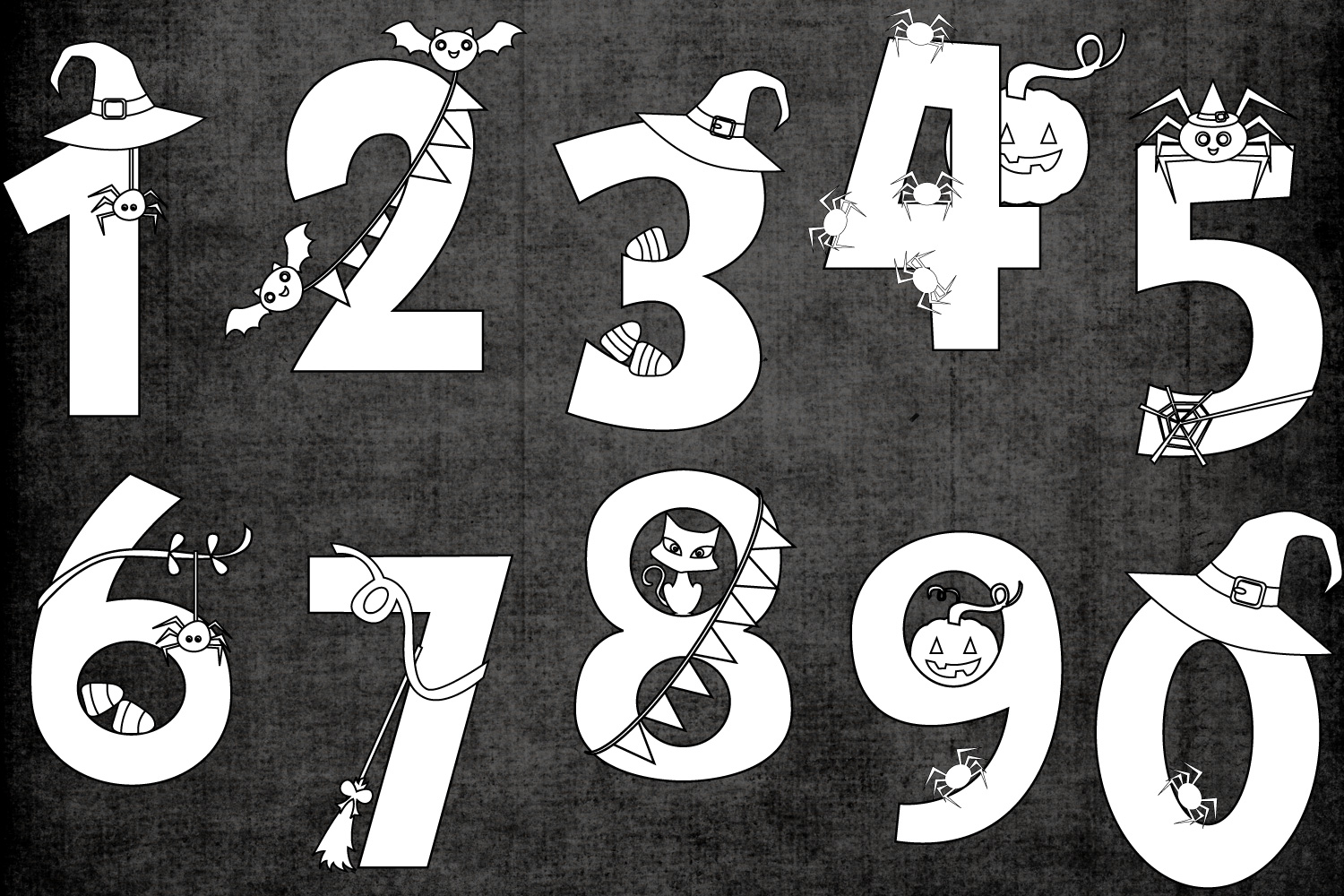 Halloween numbers clipart graphic illustrations (105951 ...