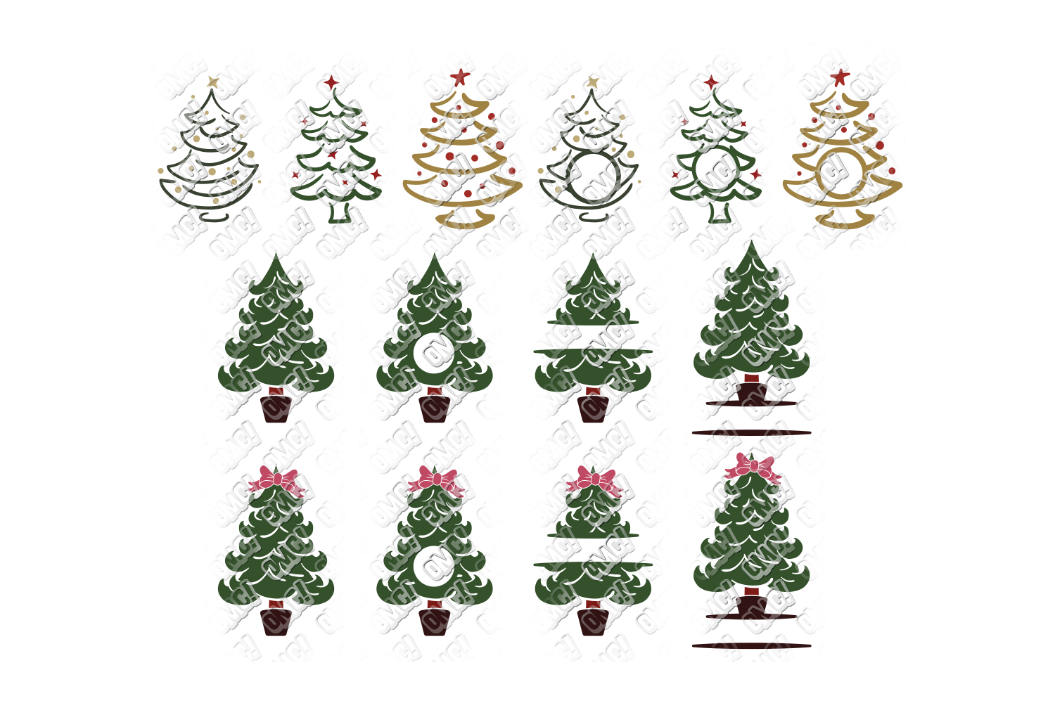 Download Christmas Tree SVG Monogram in SVG, DXF, PNG, EPS, JPEG