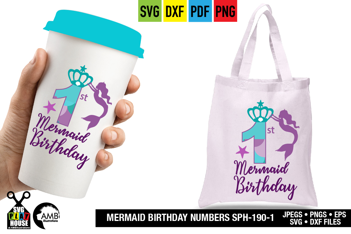 Mermaid Birthday Numbers 1st birthday svg, SPH-190-1 ...