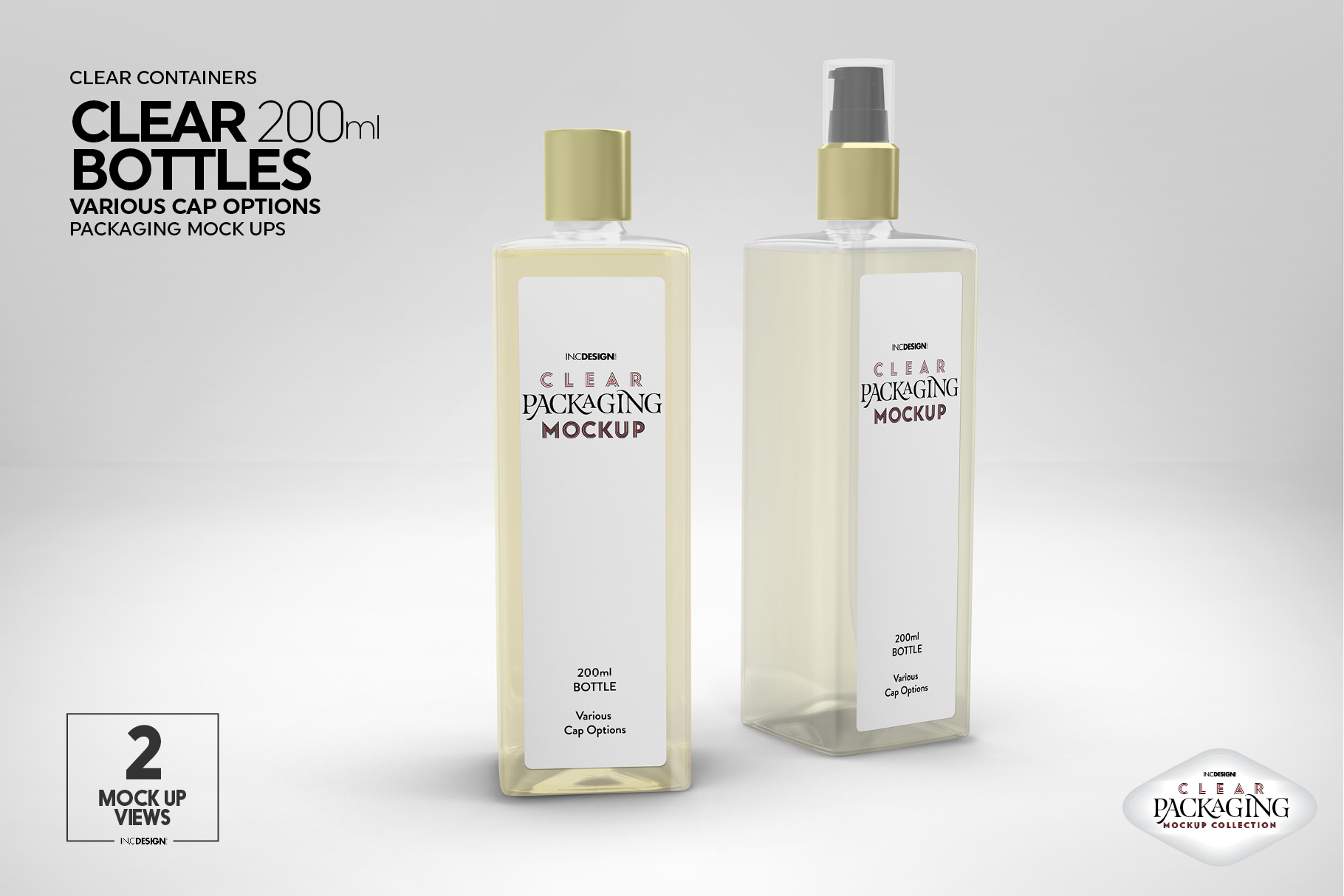 Download Clear 200ml PET Bottles Packaging Mockup