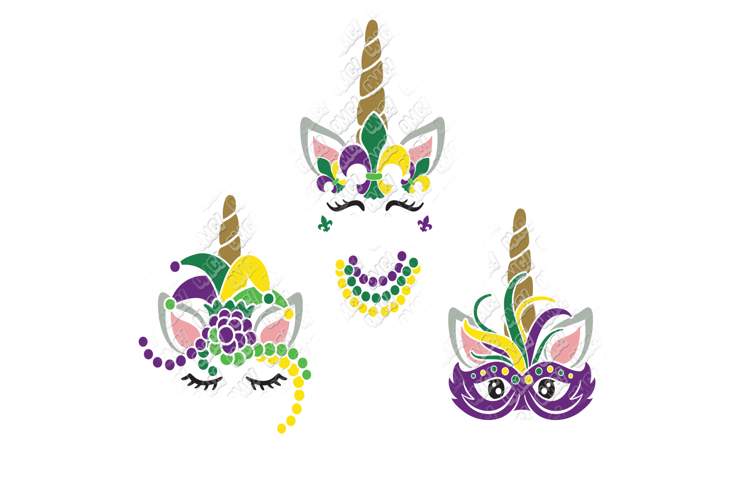 Download Mardi Gras Unicorn SVG Bundle in SVG, DXF, PNG, EPS, JPG (187590) | Cut Files | Design Bundles