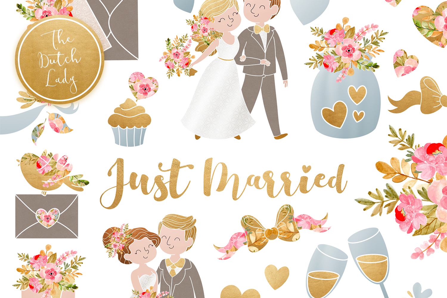 Wedding Day Marriage Clipart Set