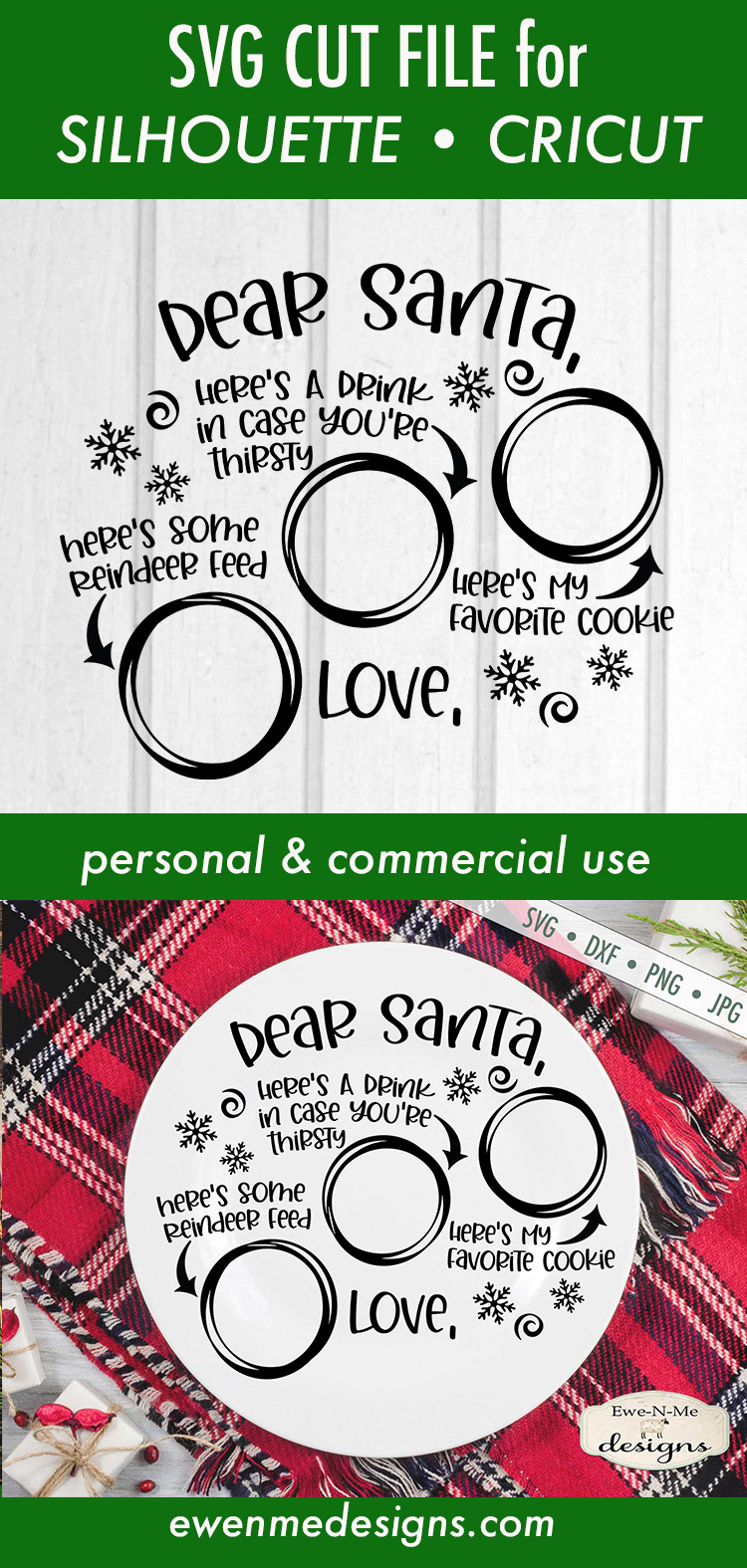 Download Dear Santa Christmas Eve Plate - Milk Cookies - SVG File