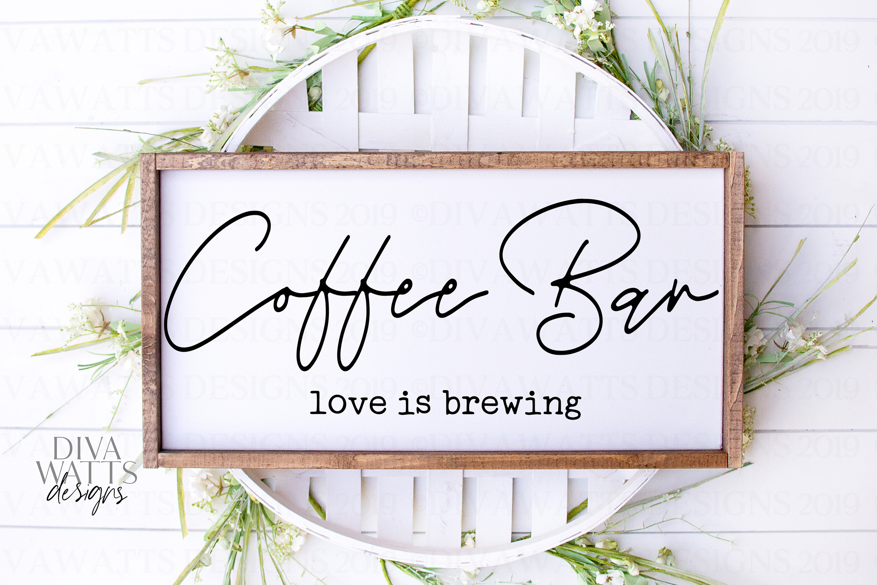 Coffee Bar Love Is Brewing - Kitchen Farmhouse Sign SVG