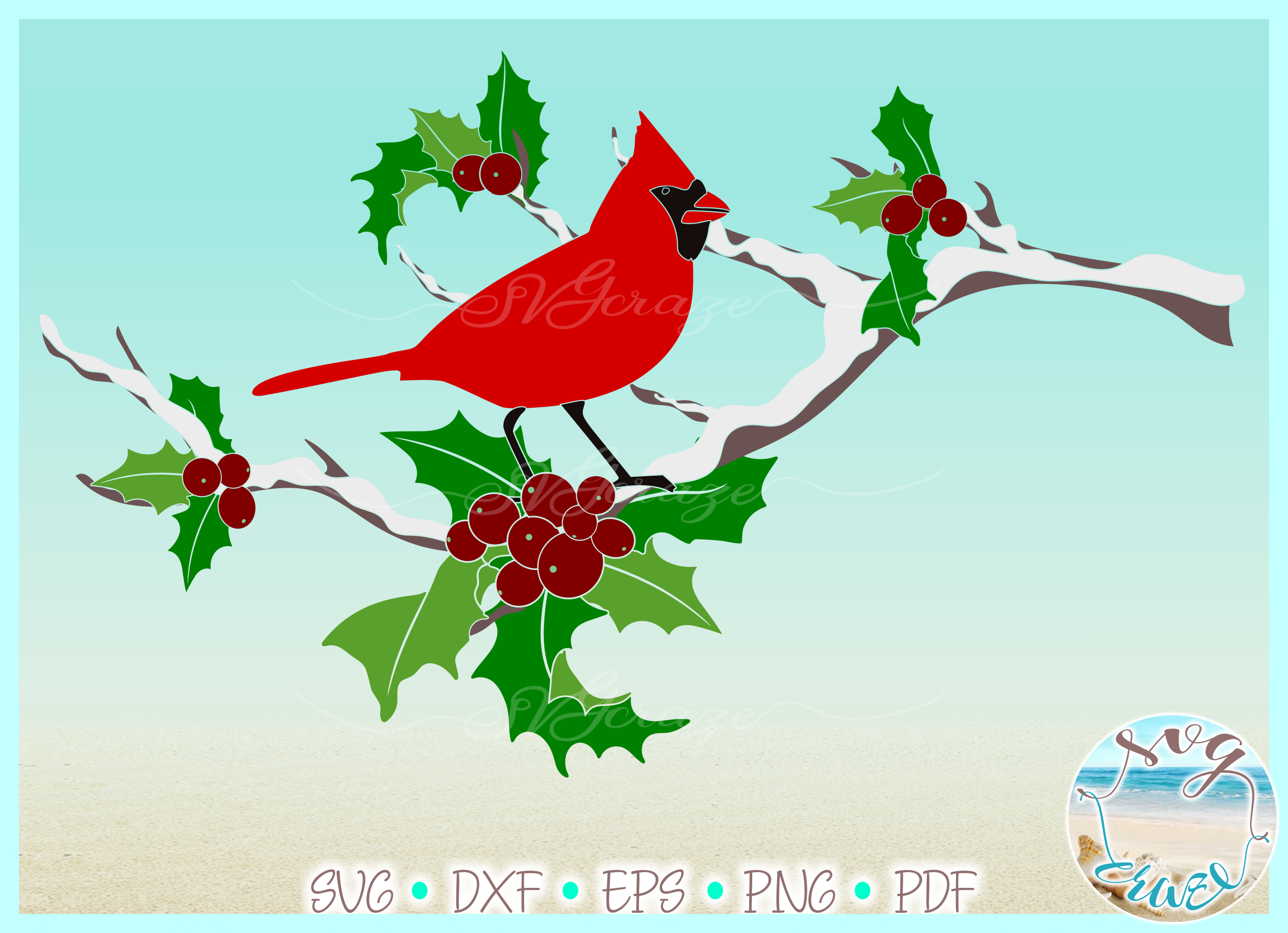 Download Cardinal on Tree Limb with Snow SVG Dxf Eps Png files