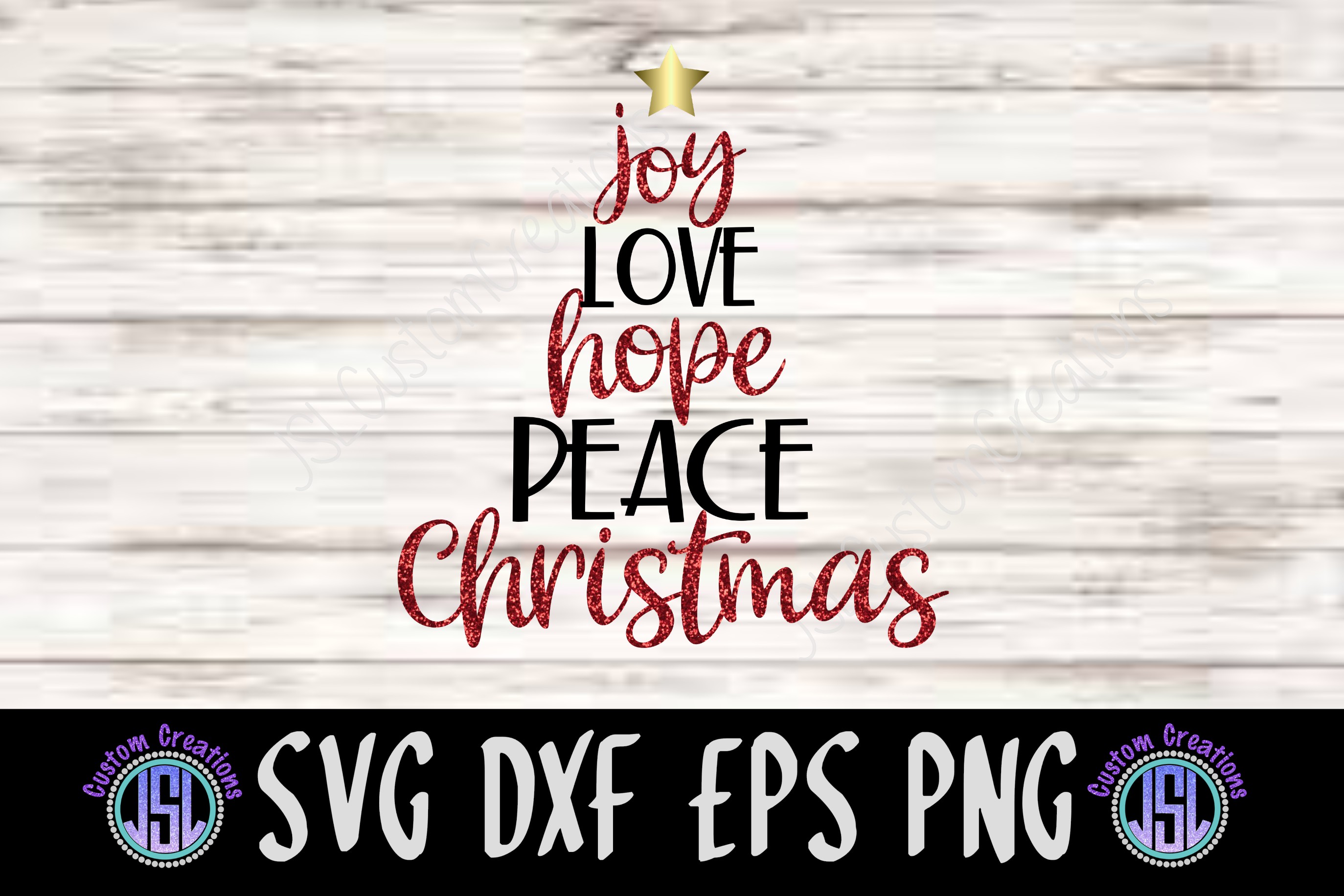 Joy Love Hope Peace Christmas | Tree Design |SVG DXF EPS PNG
