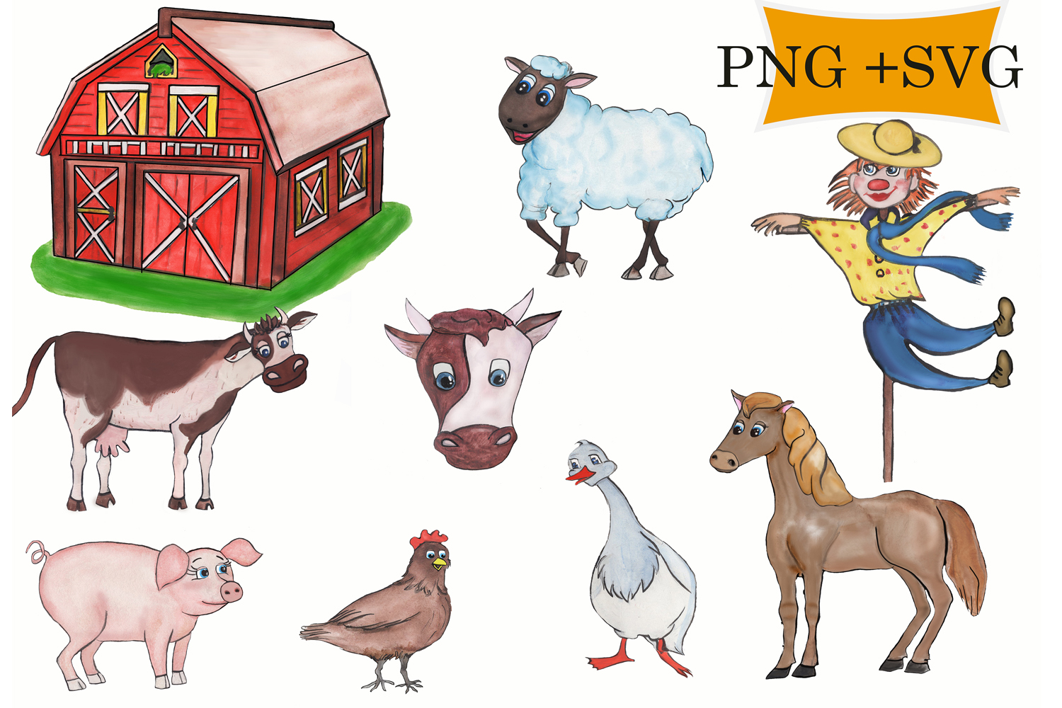 Download Farm clipart, farm animals in PNG, SVG formats watercolor ...