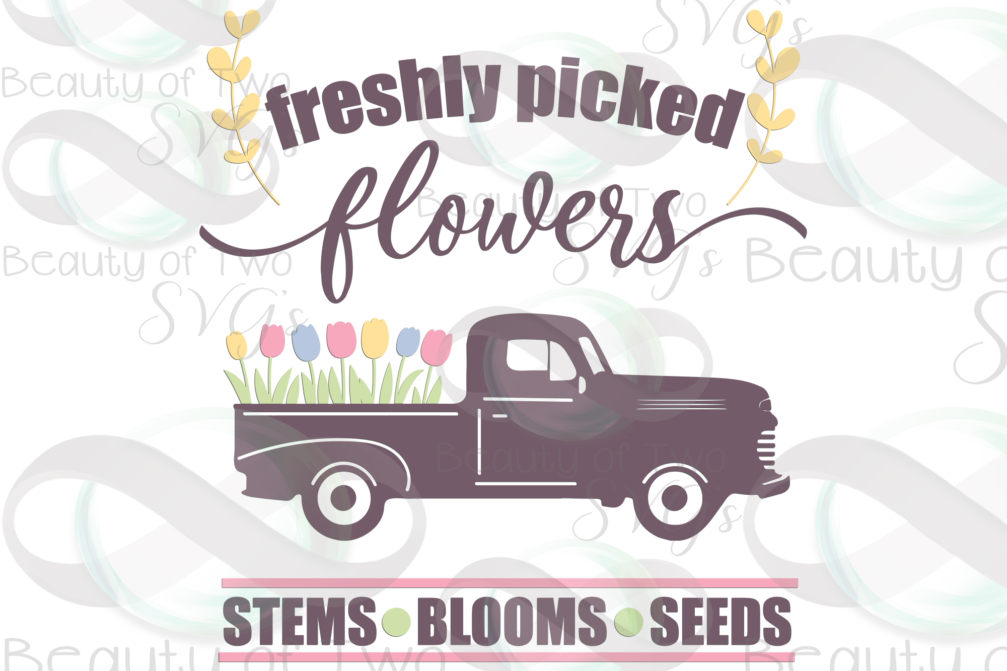 Spring Vintage Truck Farmhouse svg, Spring Fresh Flowers svg