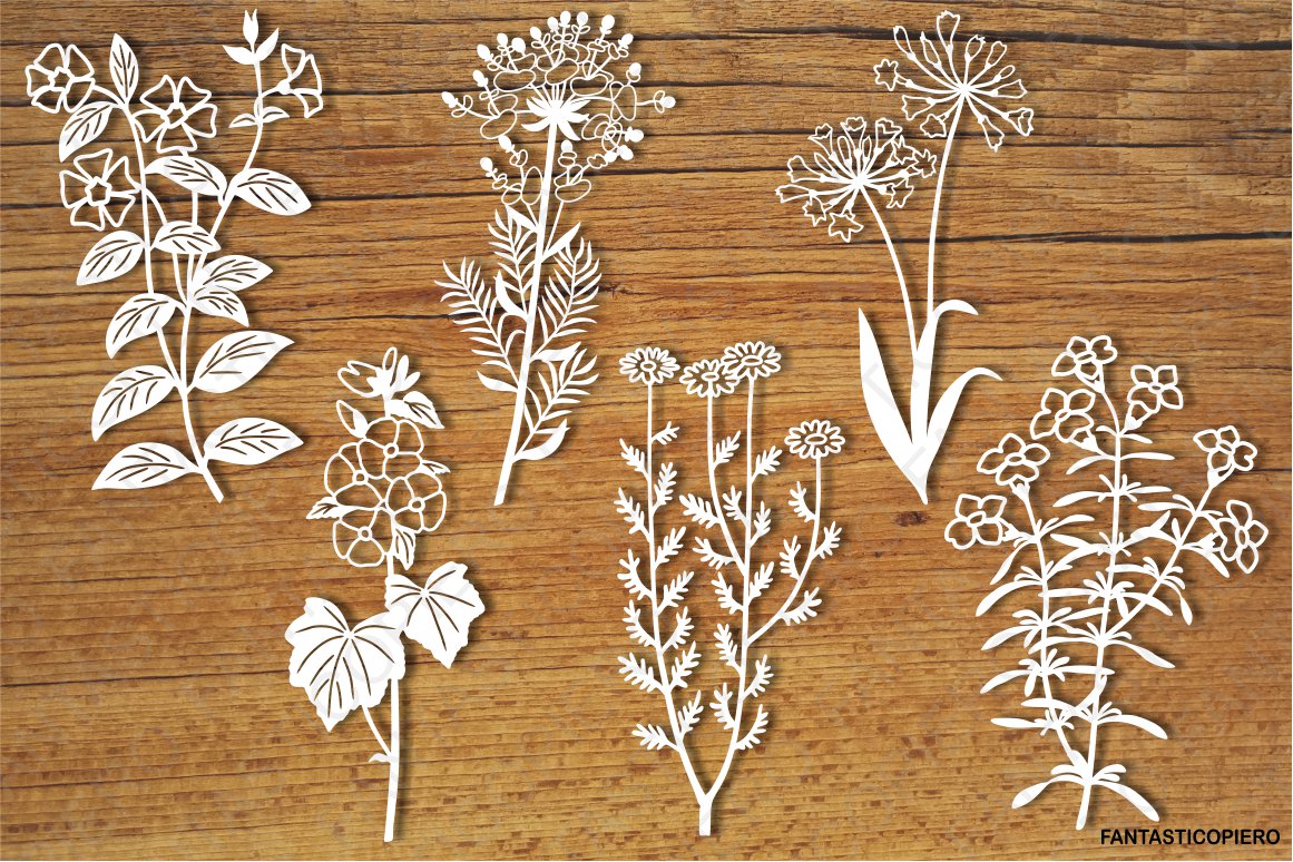 Download Wildflowers set 3 SVG files for Silhouette Cameo and Cricut.