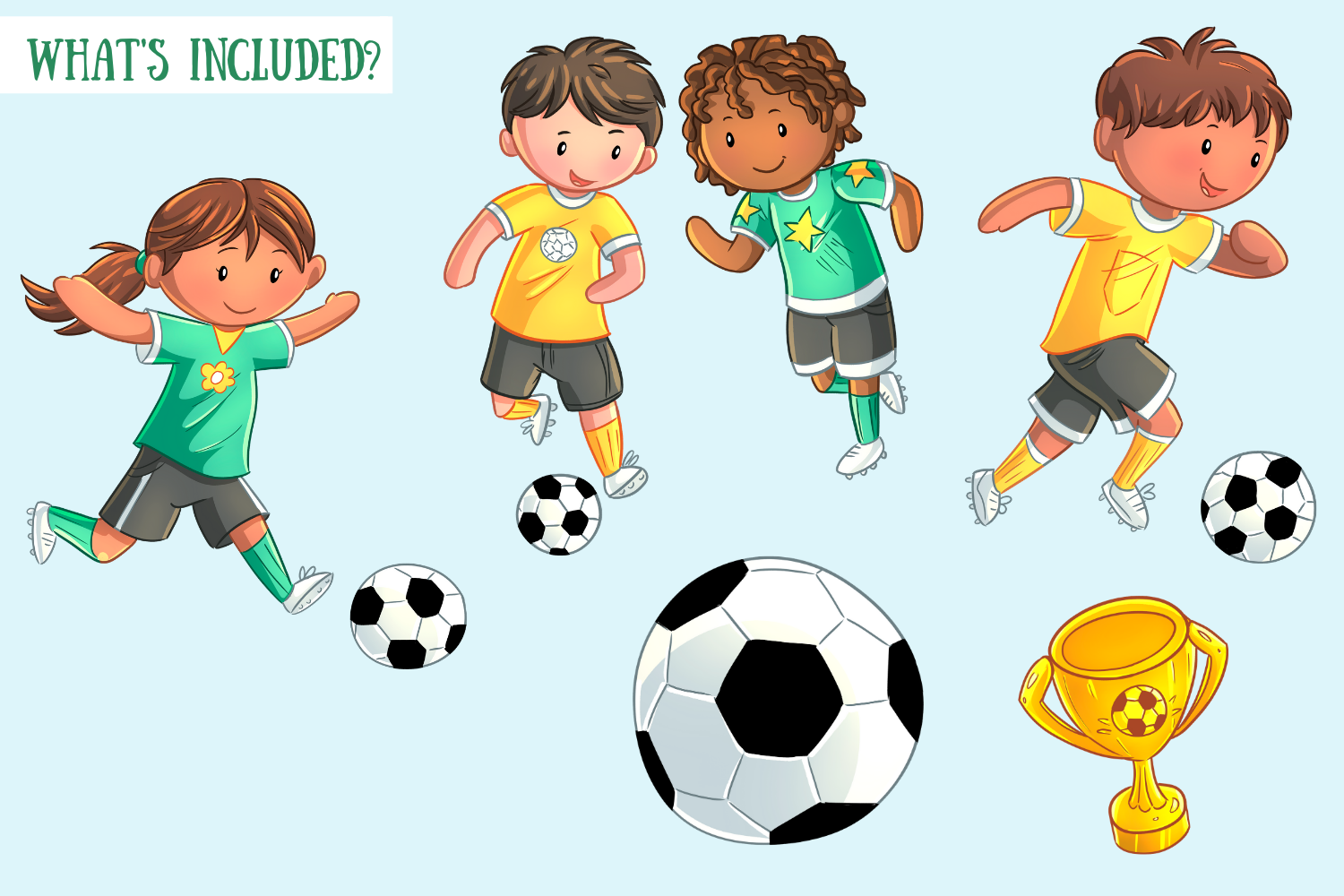 Kids Playing Soccer Clip Art Collection