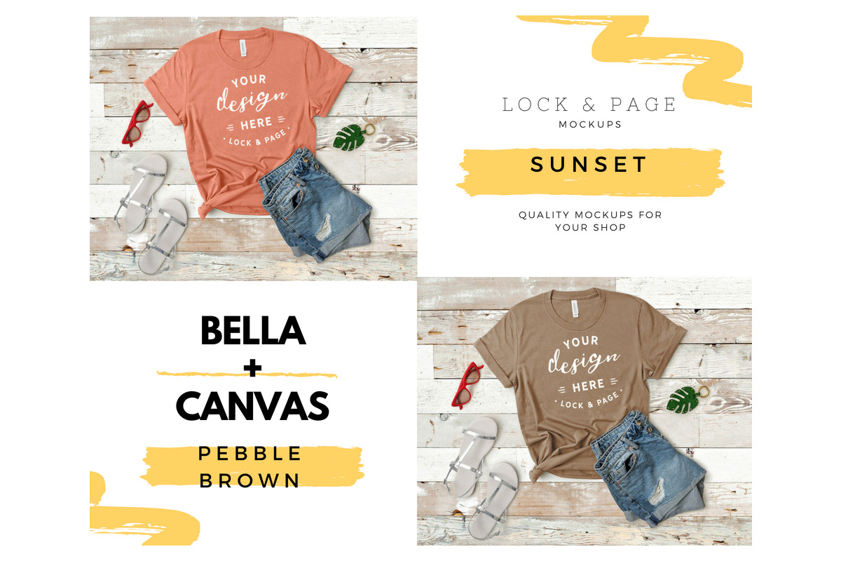Bella And Canvas Mockup Bundle 3001 T-Shirt Flat Lay (103464) | Mock ...