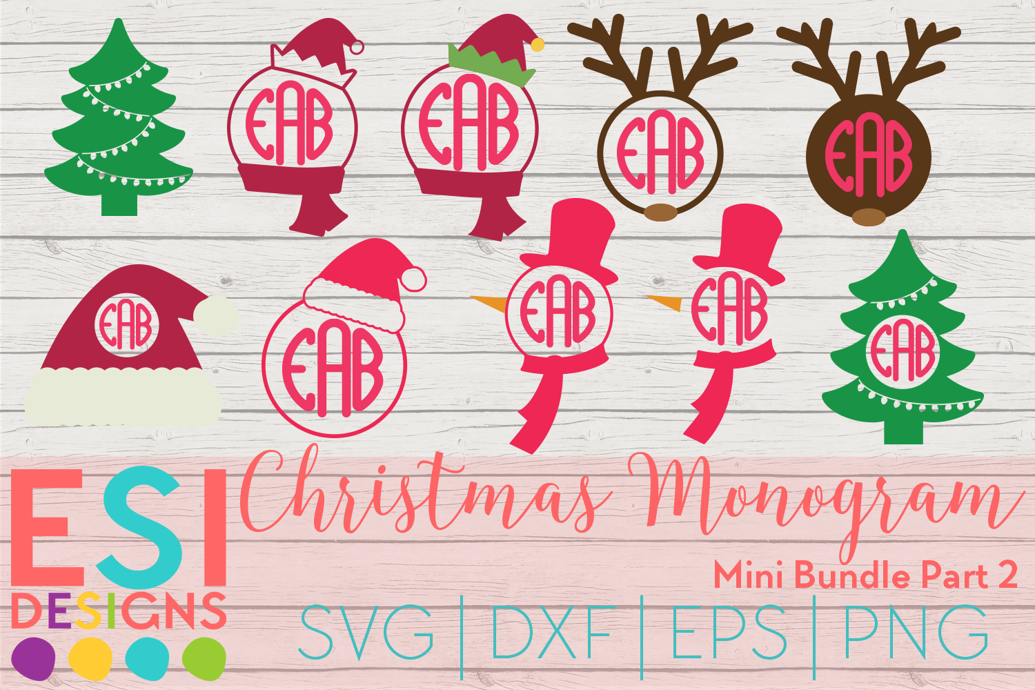 Christmas Monogram Design Mini Bundle Part 2|SVG DXF EPS PNG